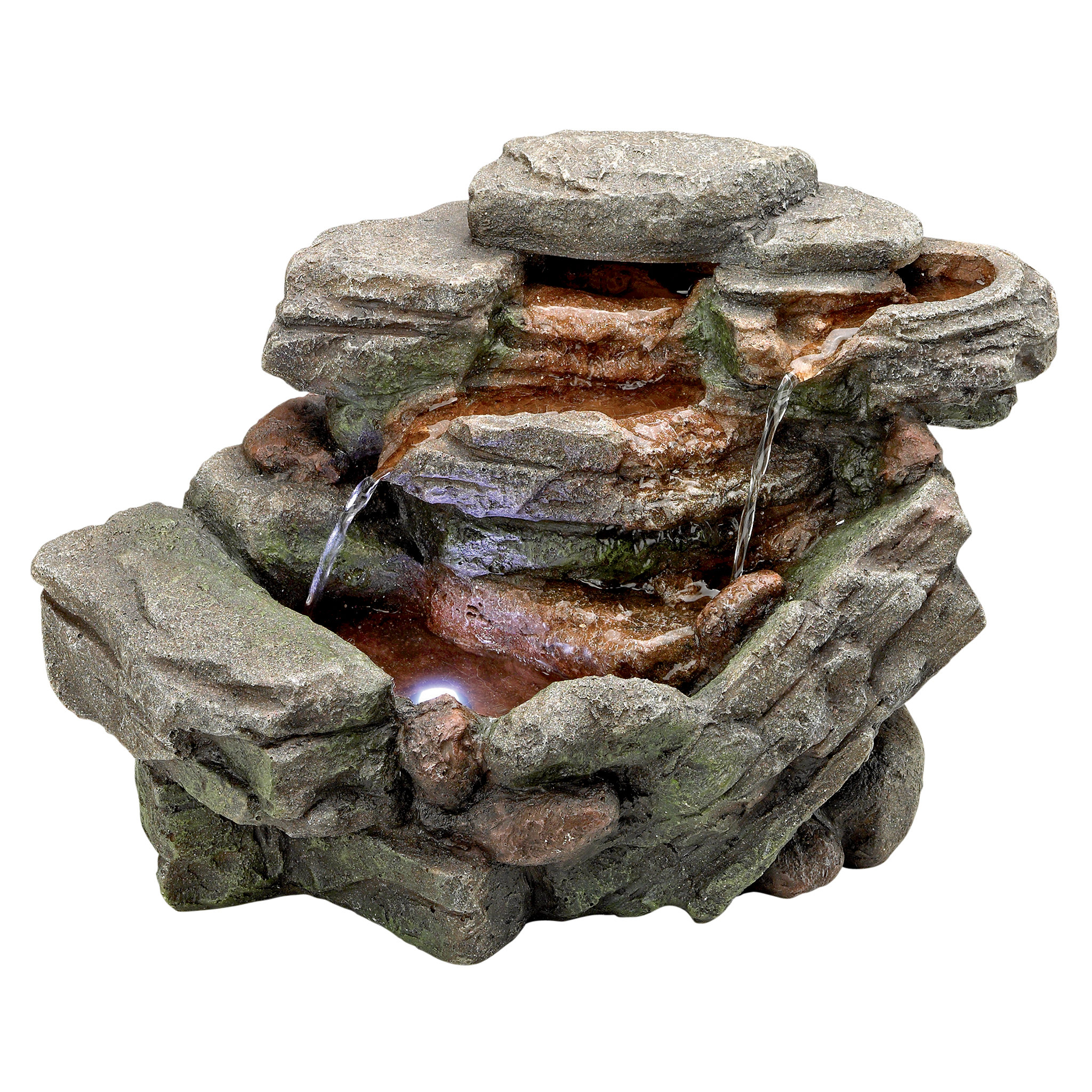 resin turtle cove cascading sculptural fountain with led light