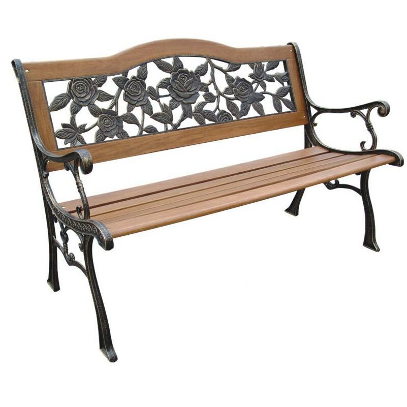 DC America Rose Resin Wood And Cast Iron Park Bench