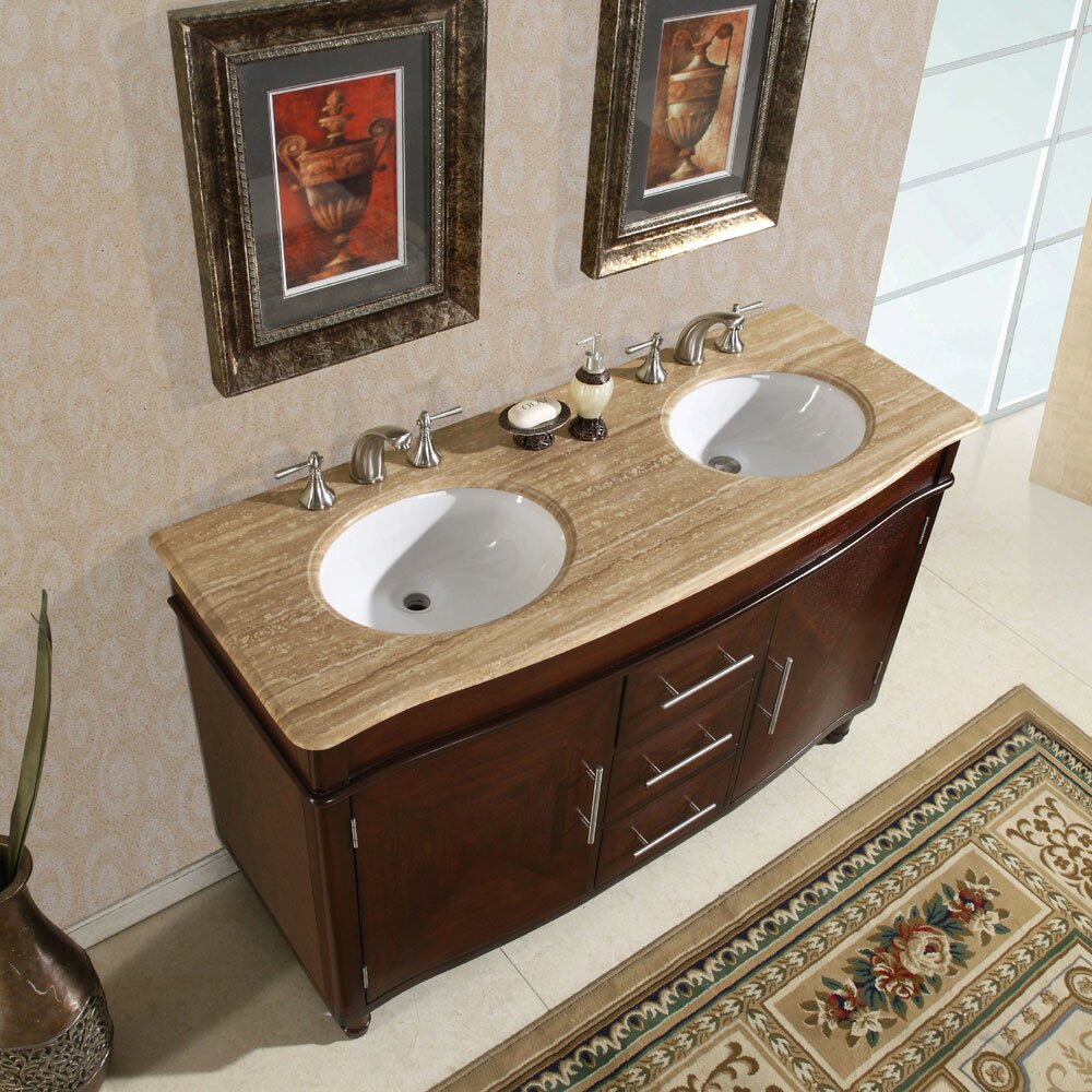 Silkroad Exclusive Cambridge 55" Double Bathroom Vanity ...