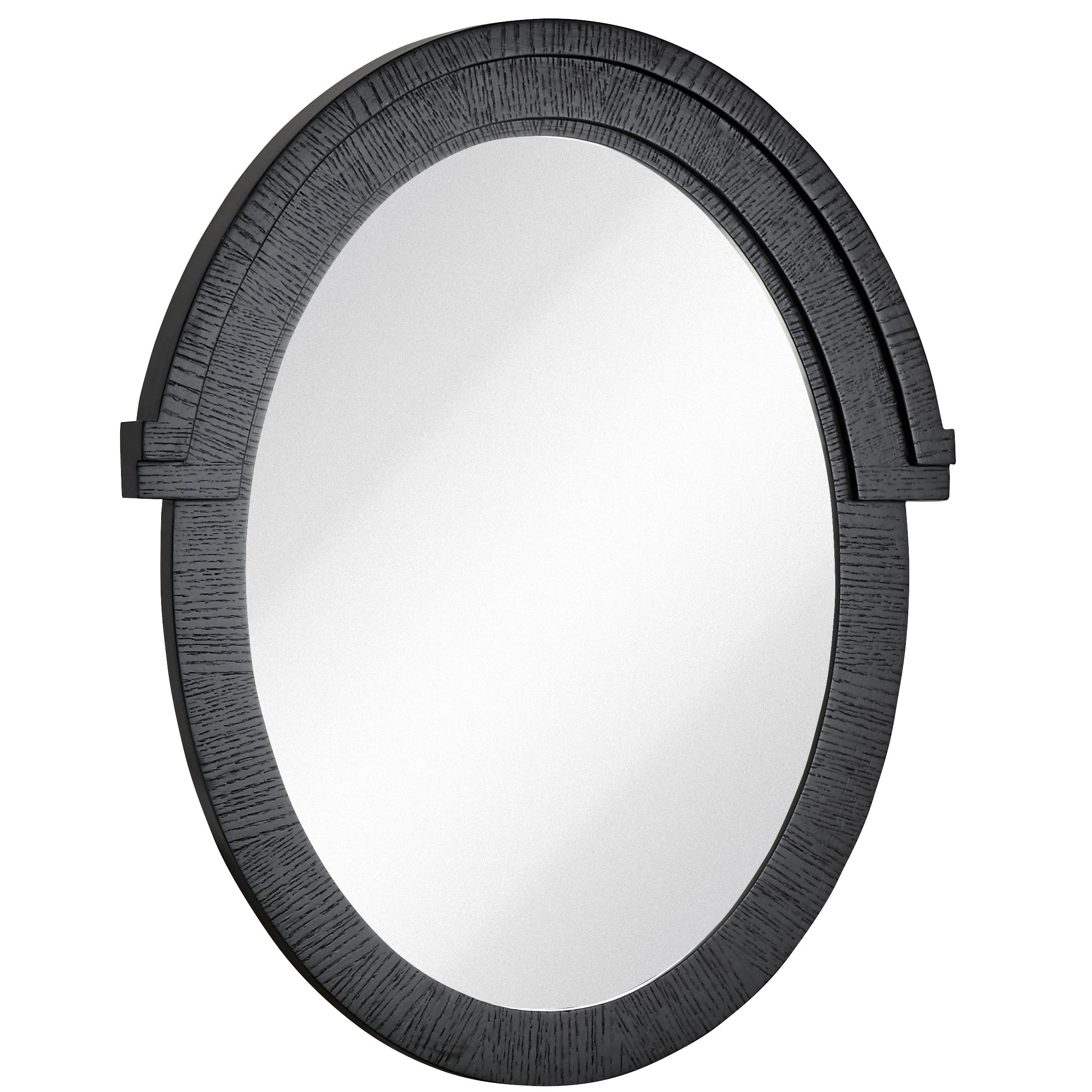 Round Black With Natural Wood Grain Oval Glass Shaped Hanging Wall