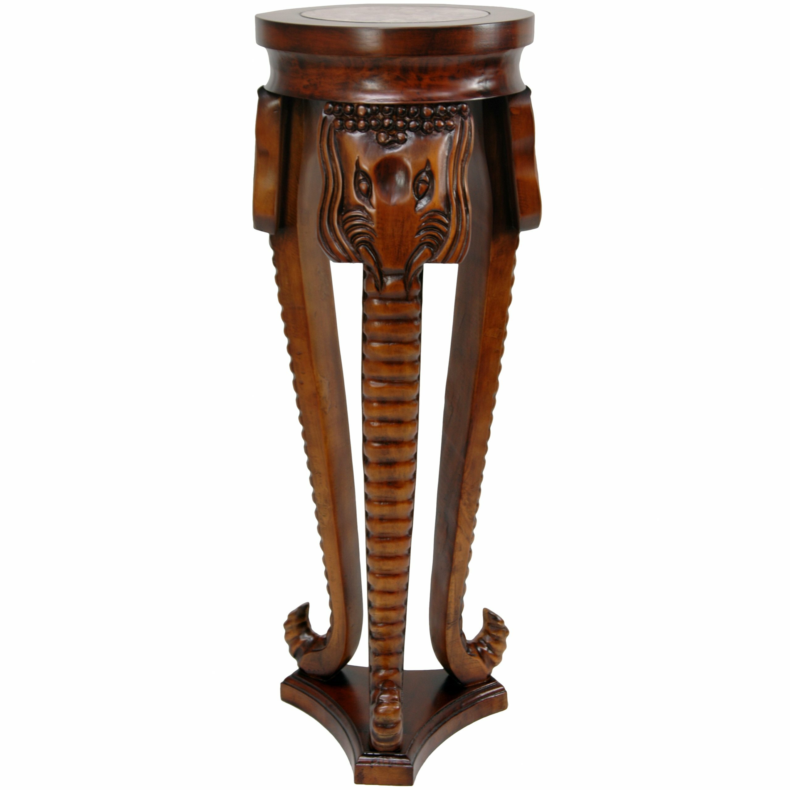 Oriental Furniture Elephant Trunk Pedestal Plant Stand ...