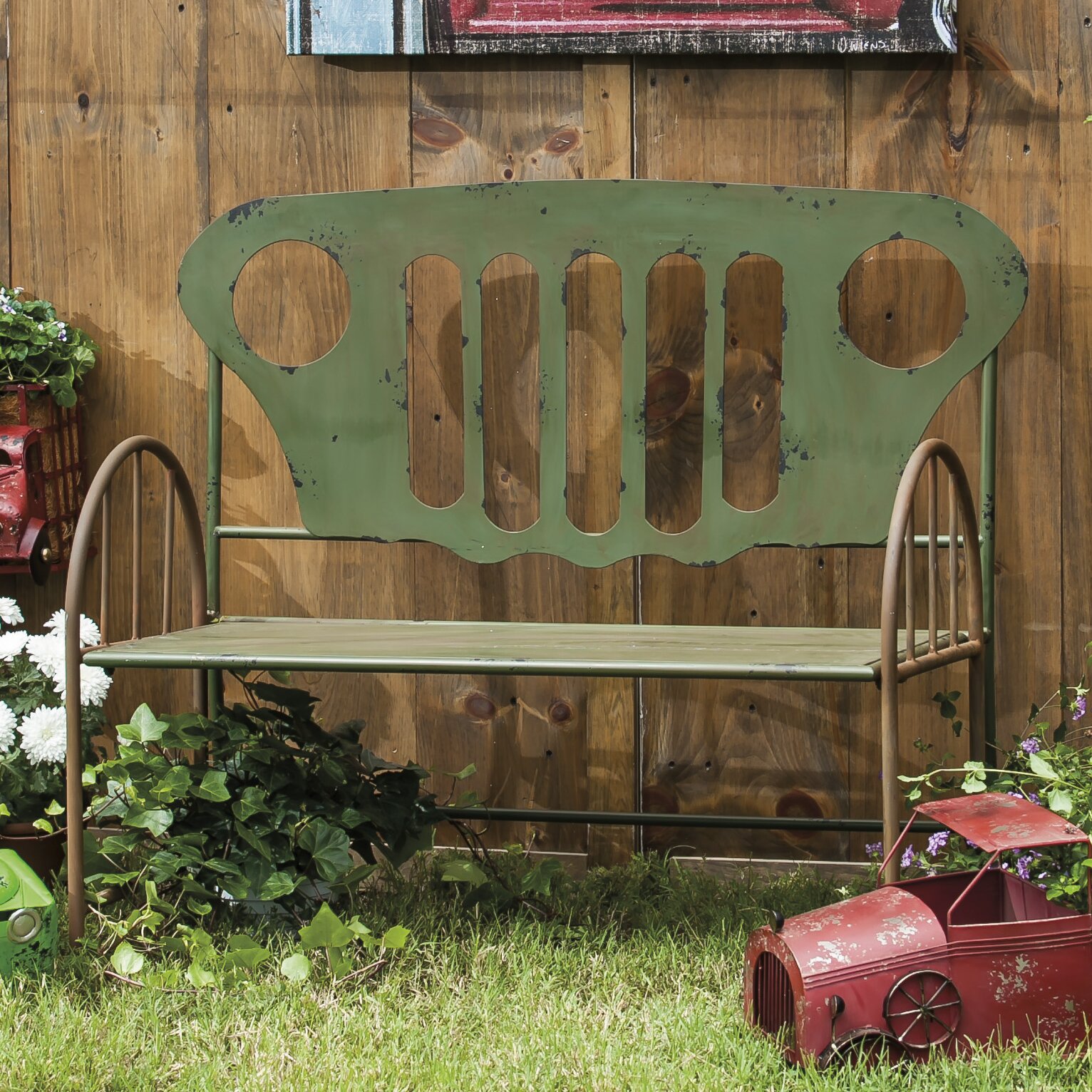 Re Purposed Metal Truck Park Bench by Evergreen Enterprises, Inc