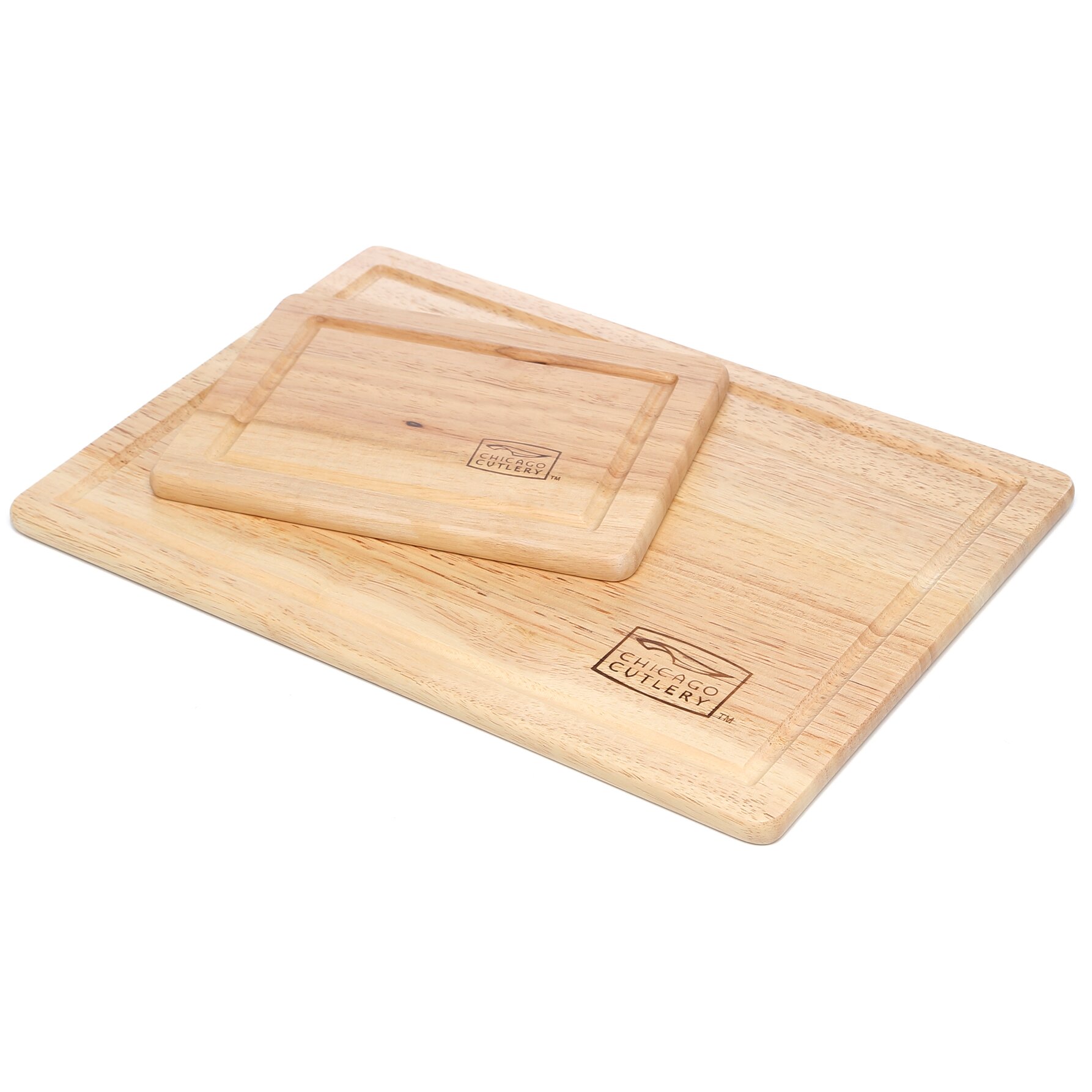 Chicago Cutlery Woodworks 2 Piece Rubberwood Cutting Board Set 