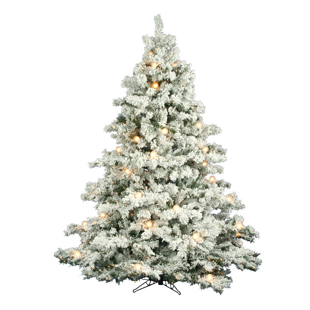 Vickerman Flocked Alaskan 7.5 White Artificial Christmas Tree with