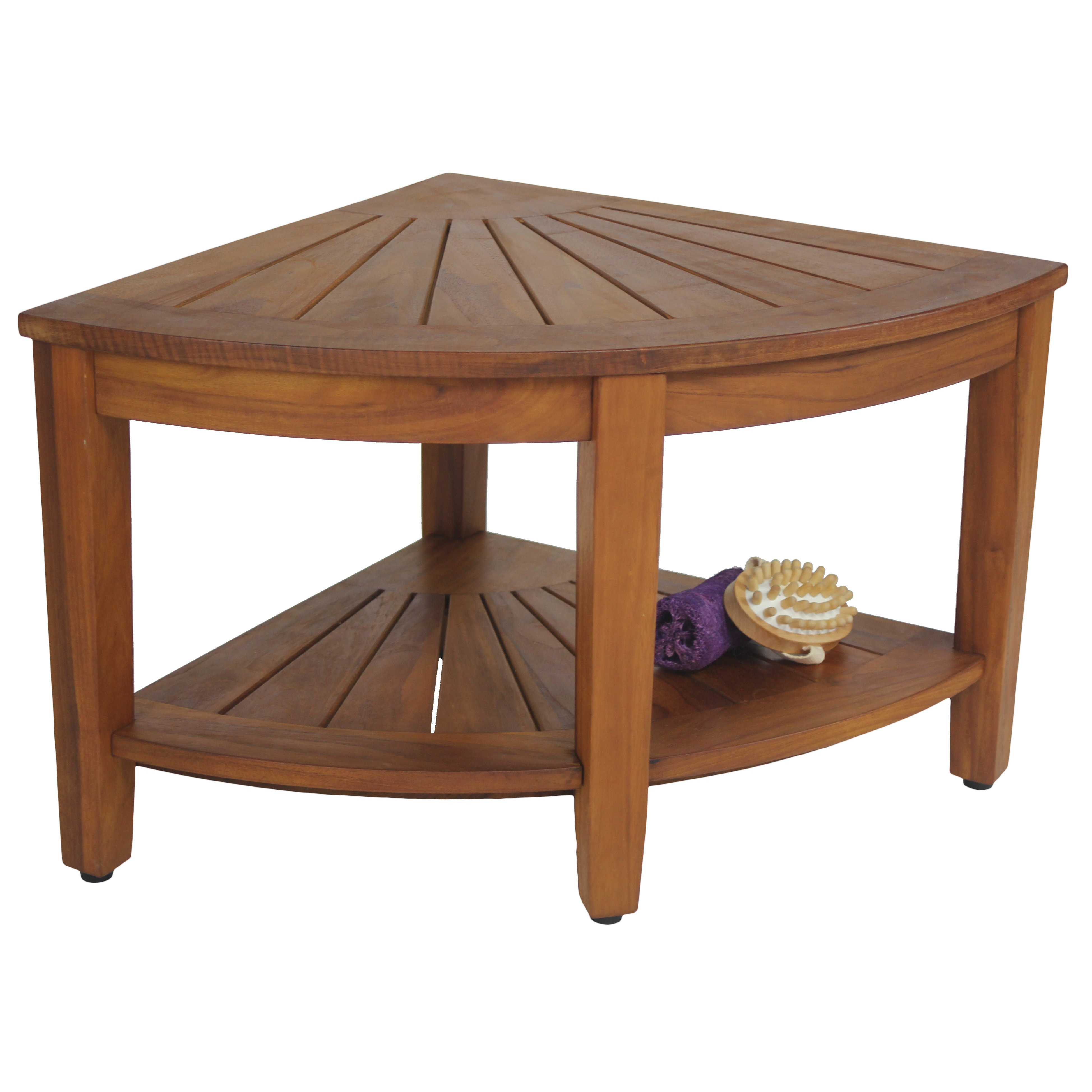Aqua Teak Corner Shower Stool with Shelf & Reviews | Wayfair
