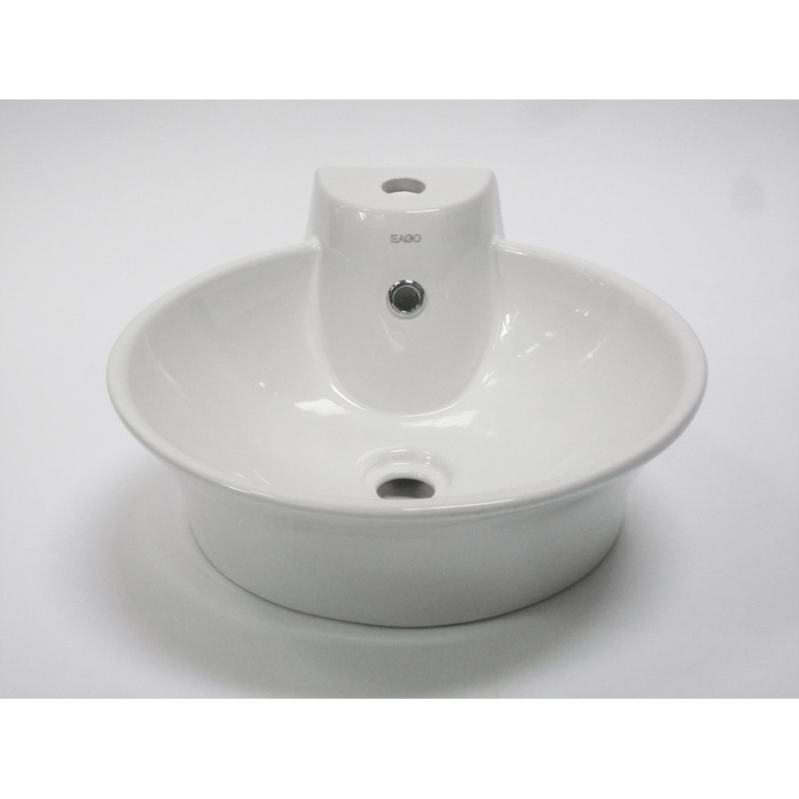 EAGO Above Mount Round Vessel Bathroom Sink with Single Faucet Hole ...
