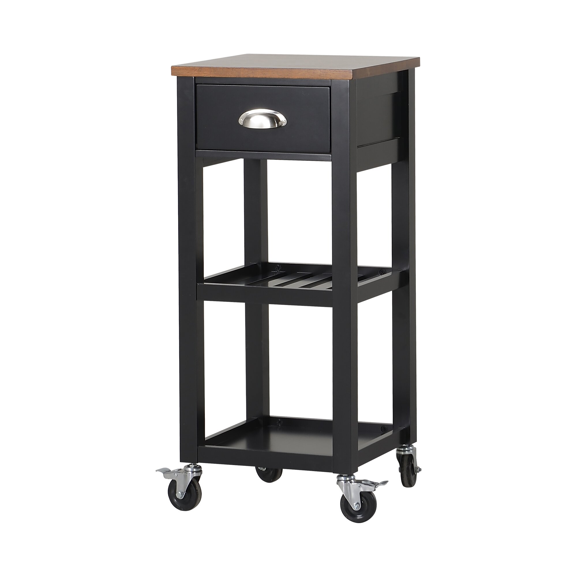 Homestar Kitchen Cart with Natural Rubberwood Top 