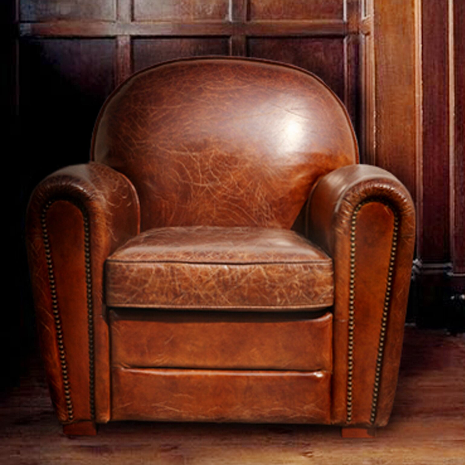 Pasargad Genuine Leather Paris Arm Chair & Reviews | Wayfair
