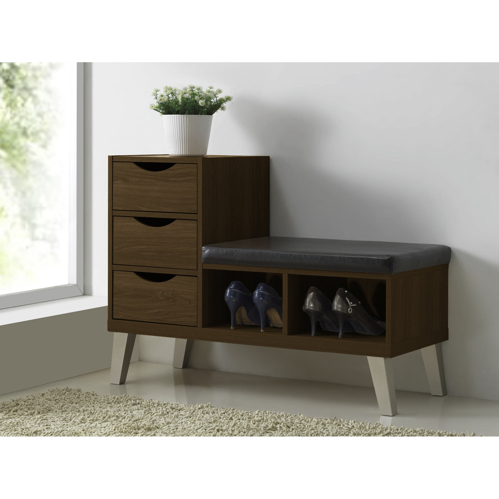 Wholesale Interiors Baxton Studio Upholstered Storage Entryway Bench