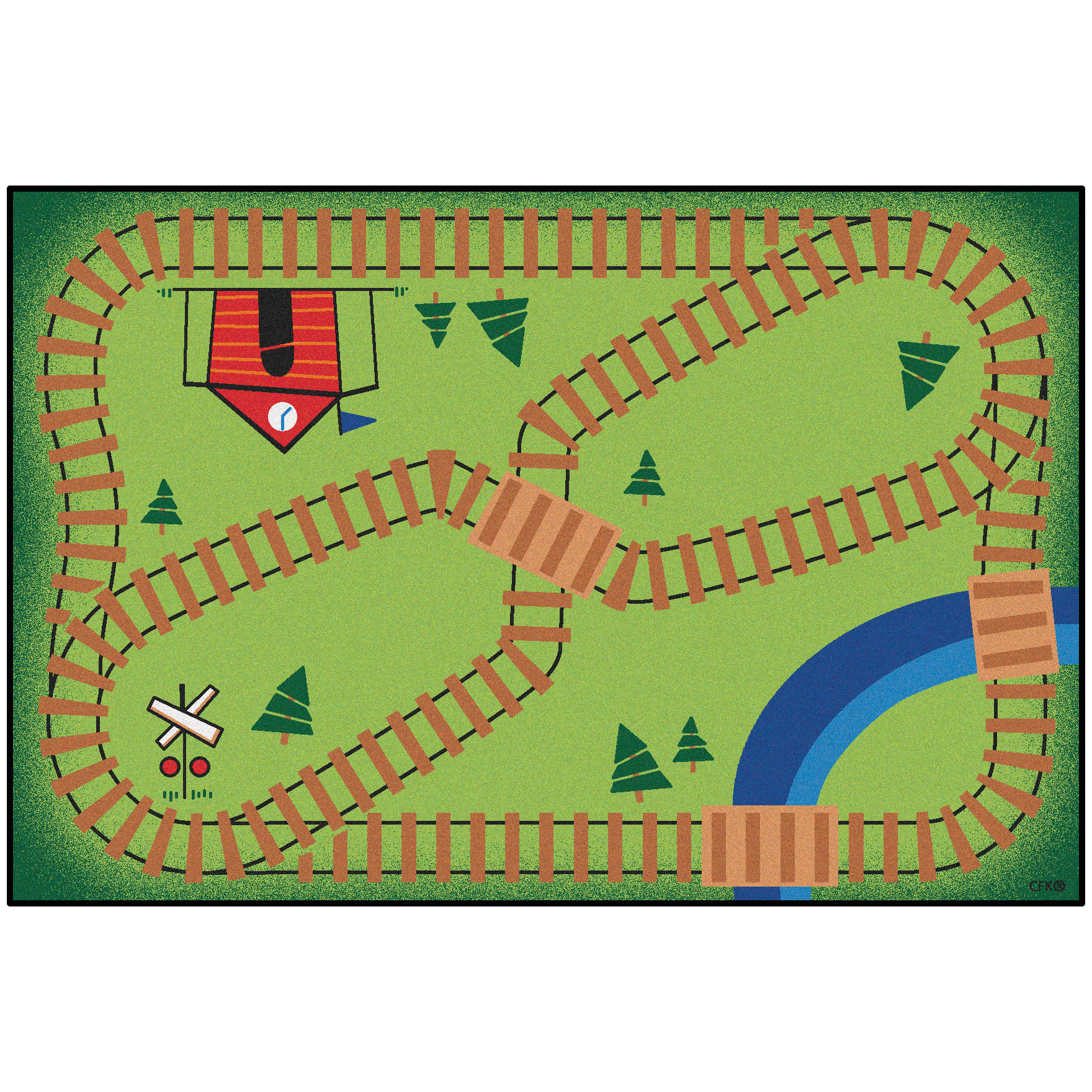 Green Railroad Playtime Area Rug Wayfair