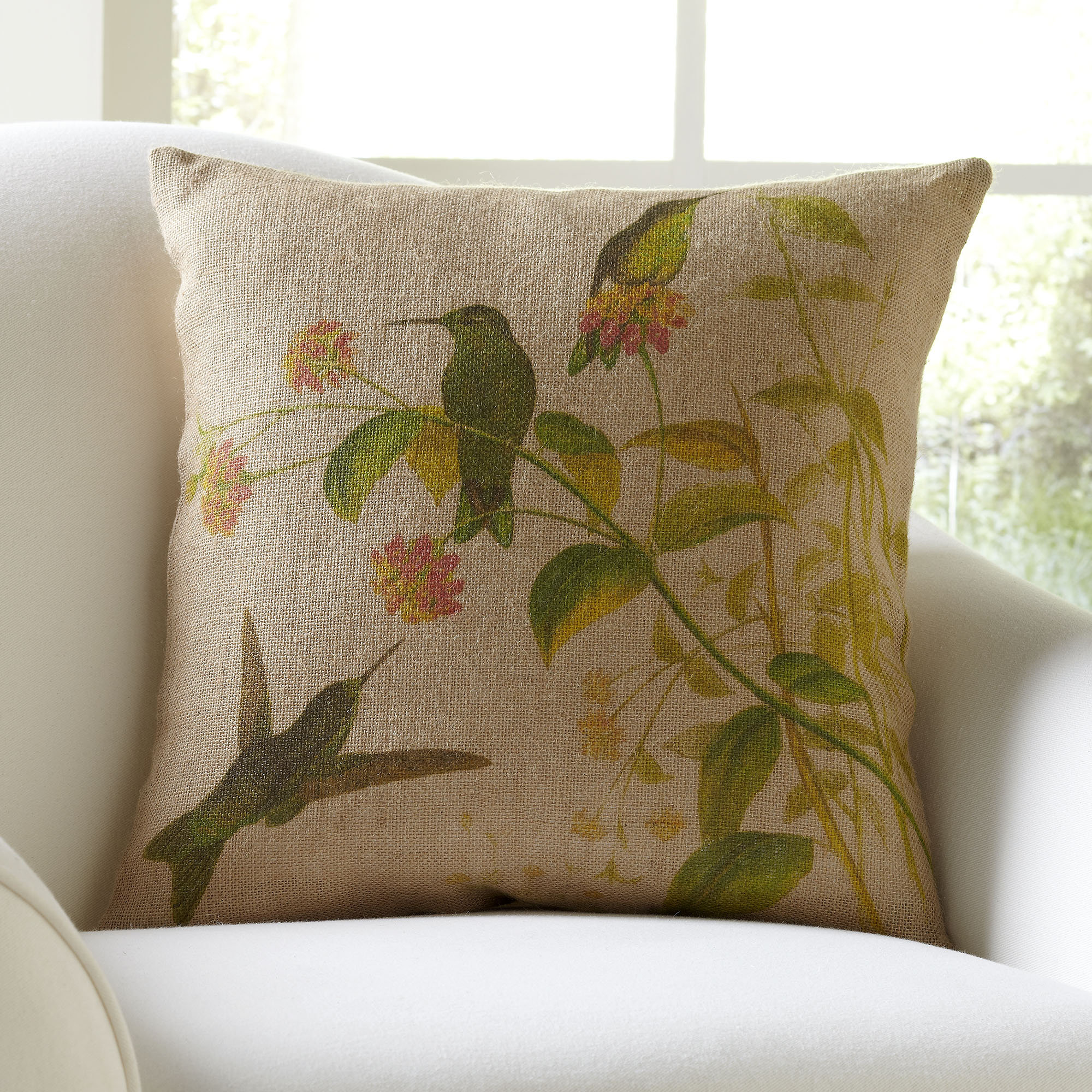 Birch Lane Hummingbirds Burlap Pillow Cover Birch Lane