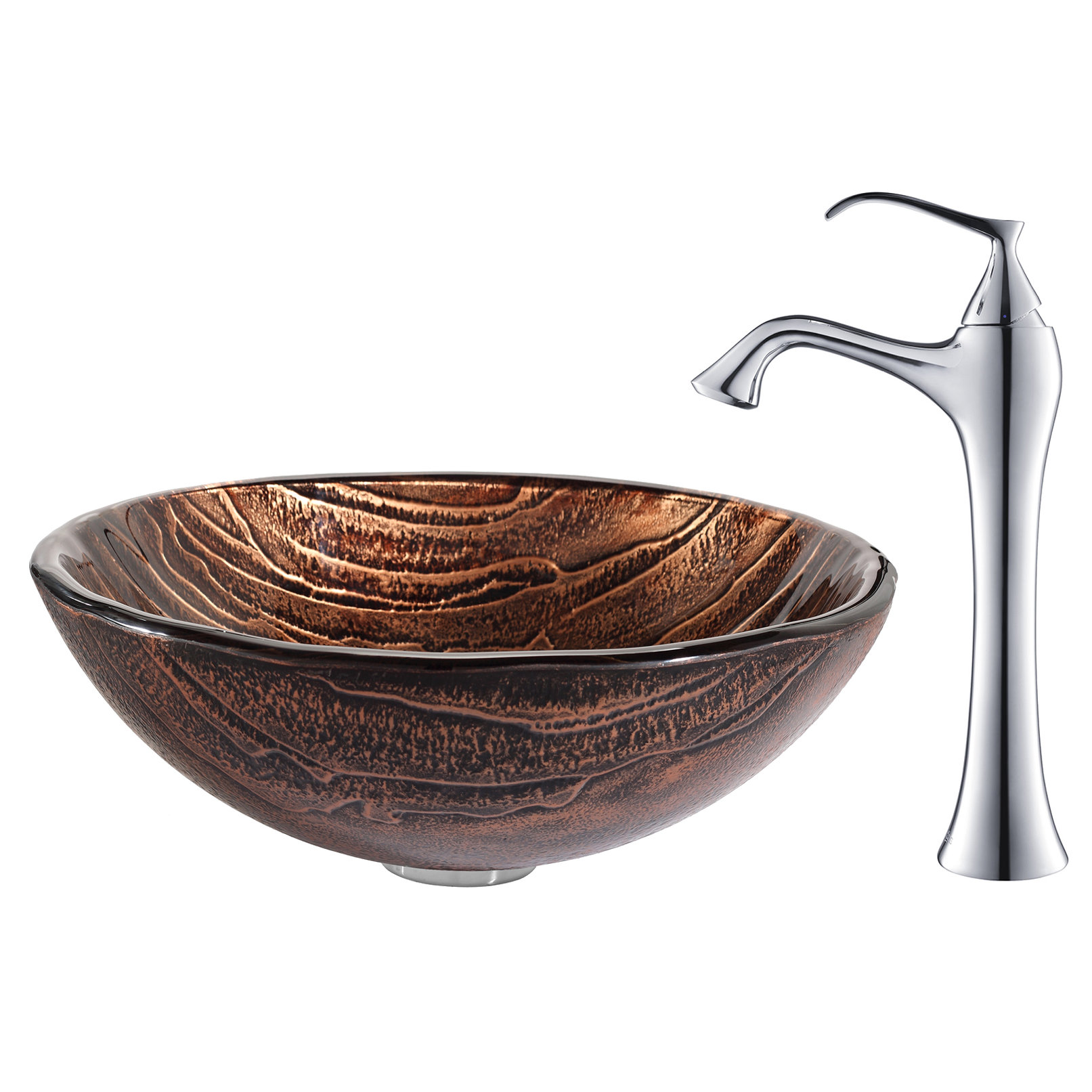 Kraus Gaia Glass Vessel Sink with Ventus Faucet