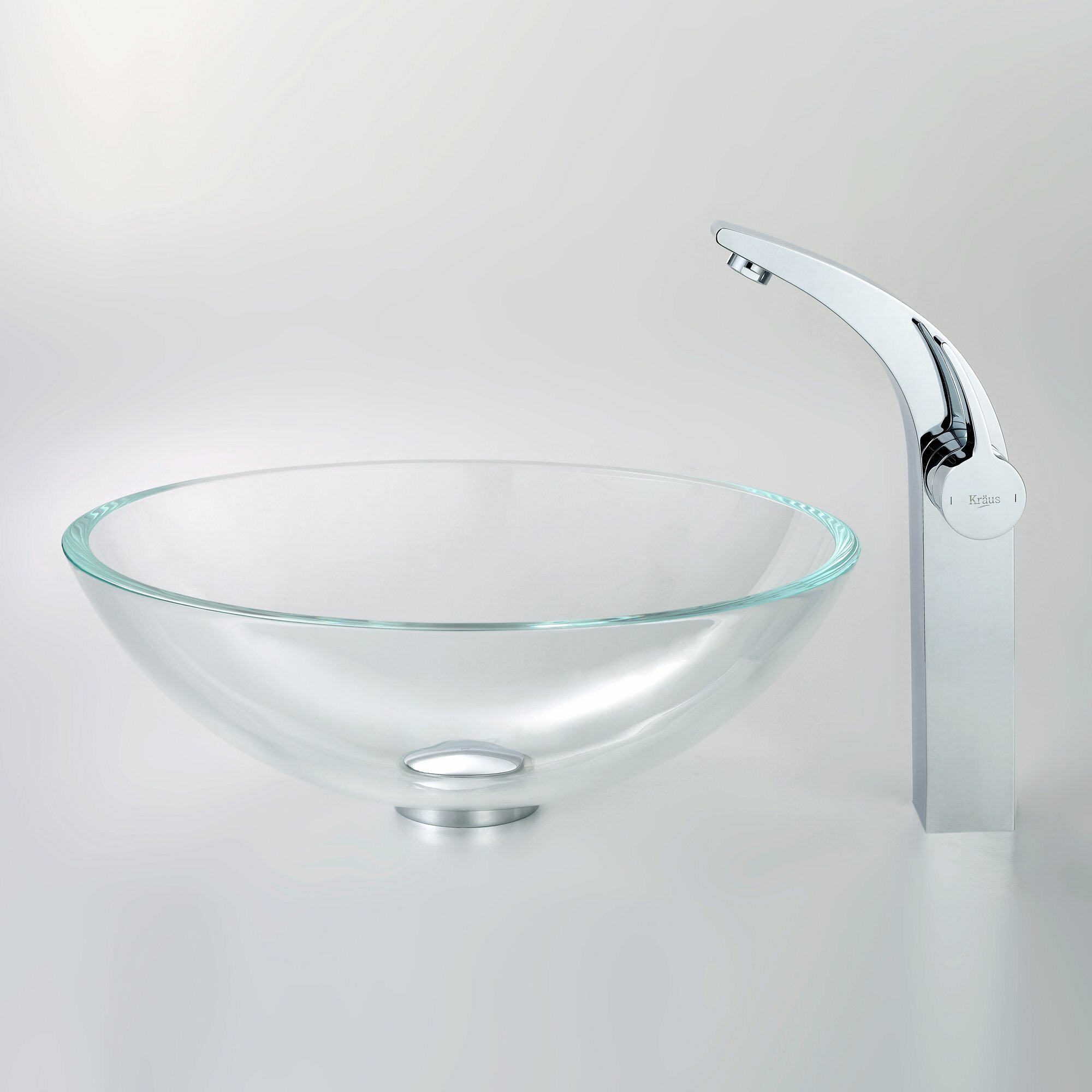 Crystal Clear Glass Vessel Sink and Illusio Faucet