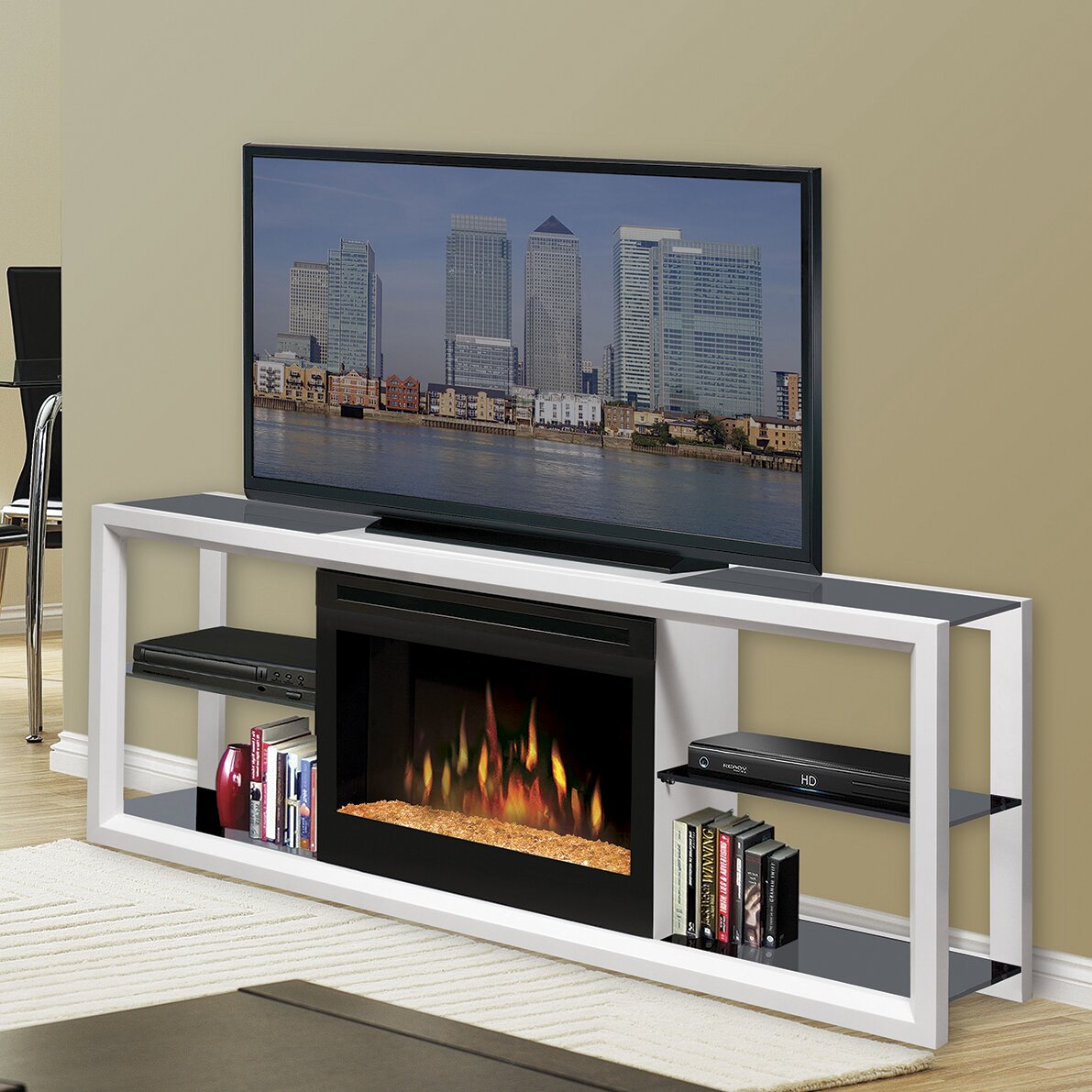 Hokku Designs Dimplex TV Stand with Electric Fireplace ...