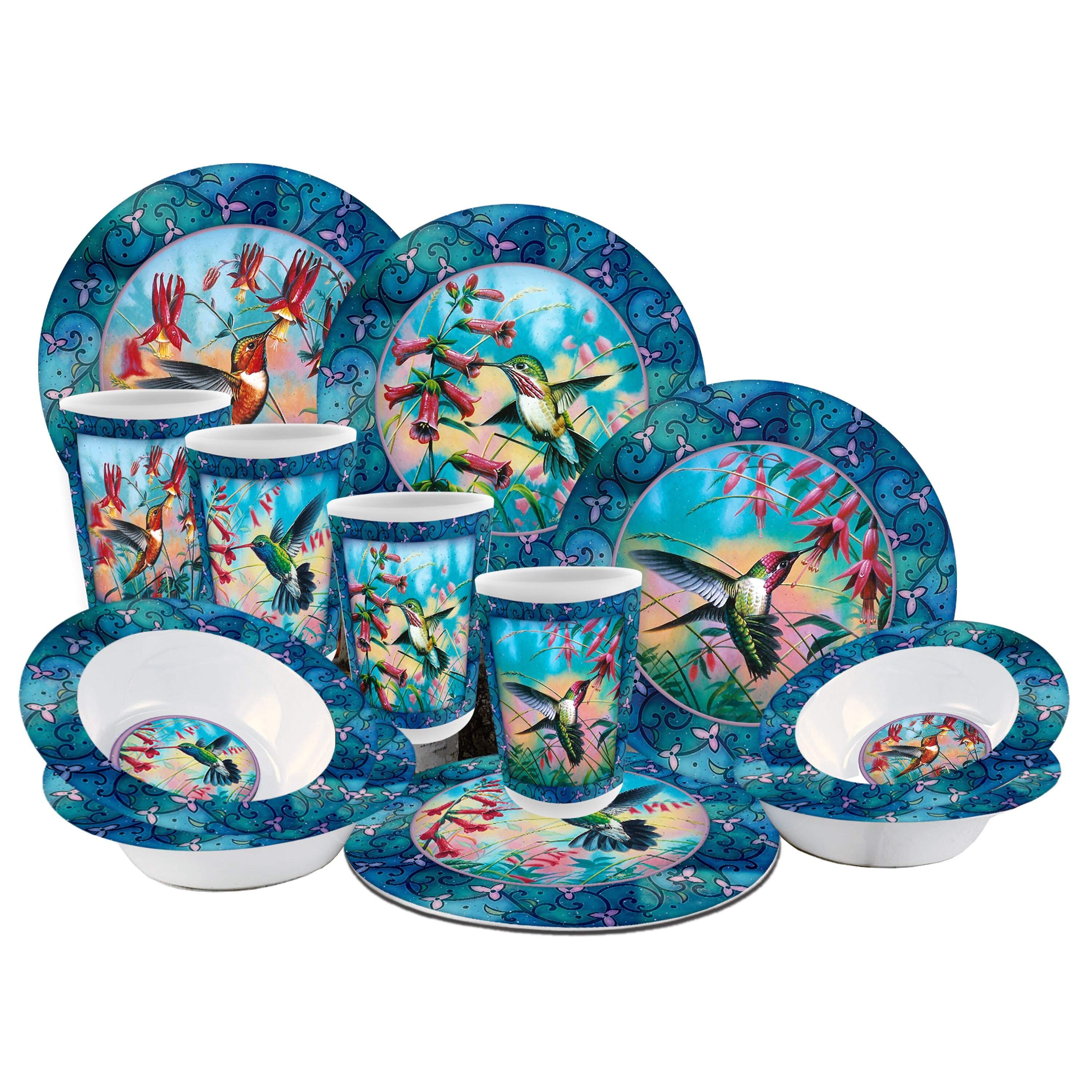 Hummingbird 12 Piece Dinnerware Set | Wayfair