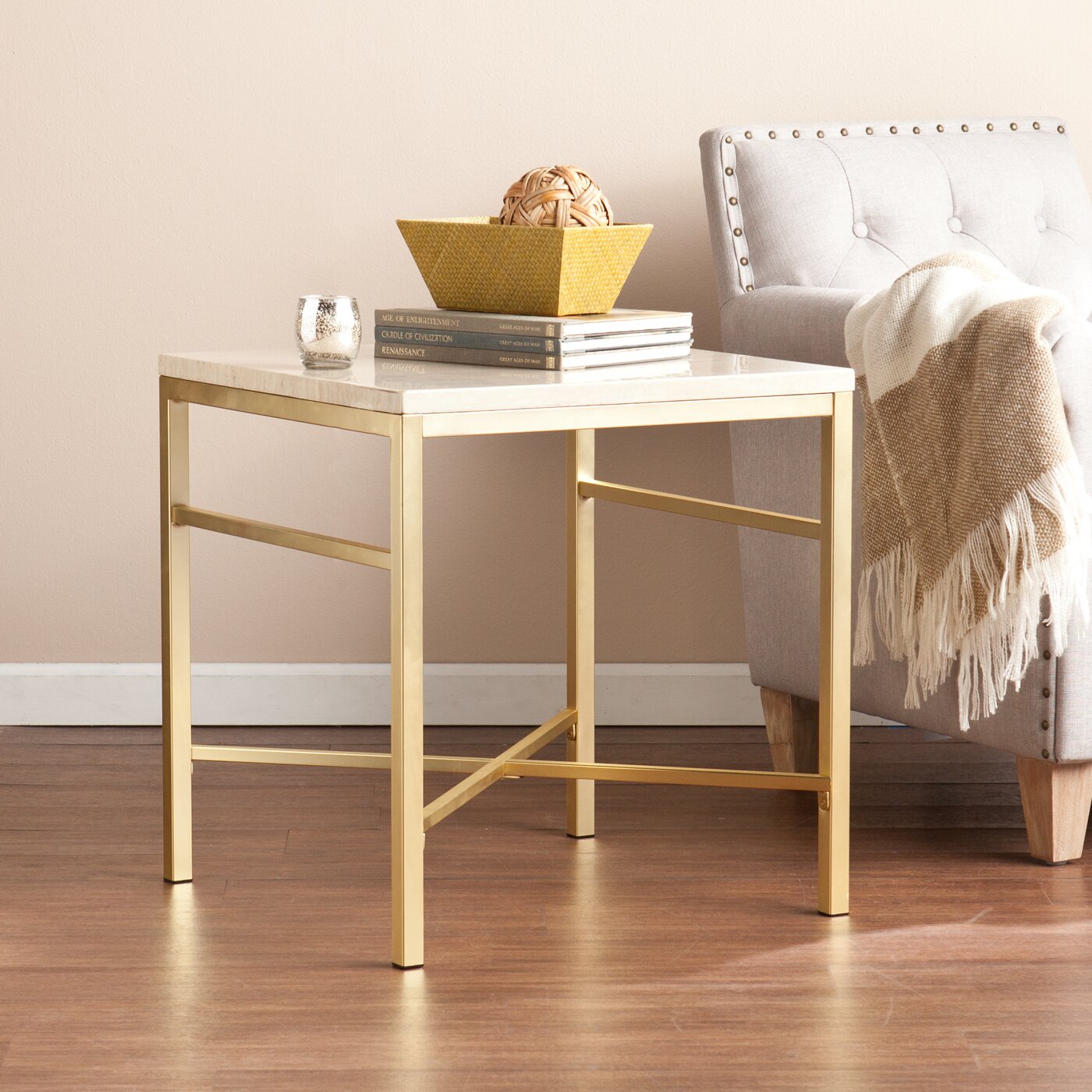 Zipcode™ Design Faux Stone Side/ End Table in Travertine ...