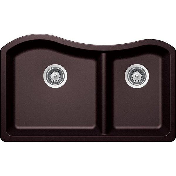 Ash 32.5 x 20 Cristadur 70/30 Undermount Double Bowl Kitchen Sink by