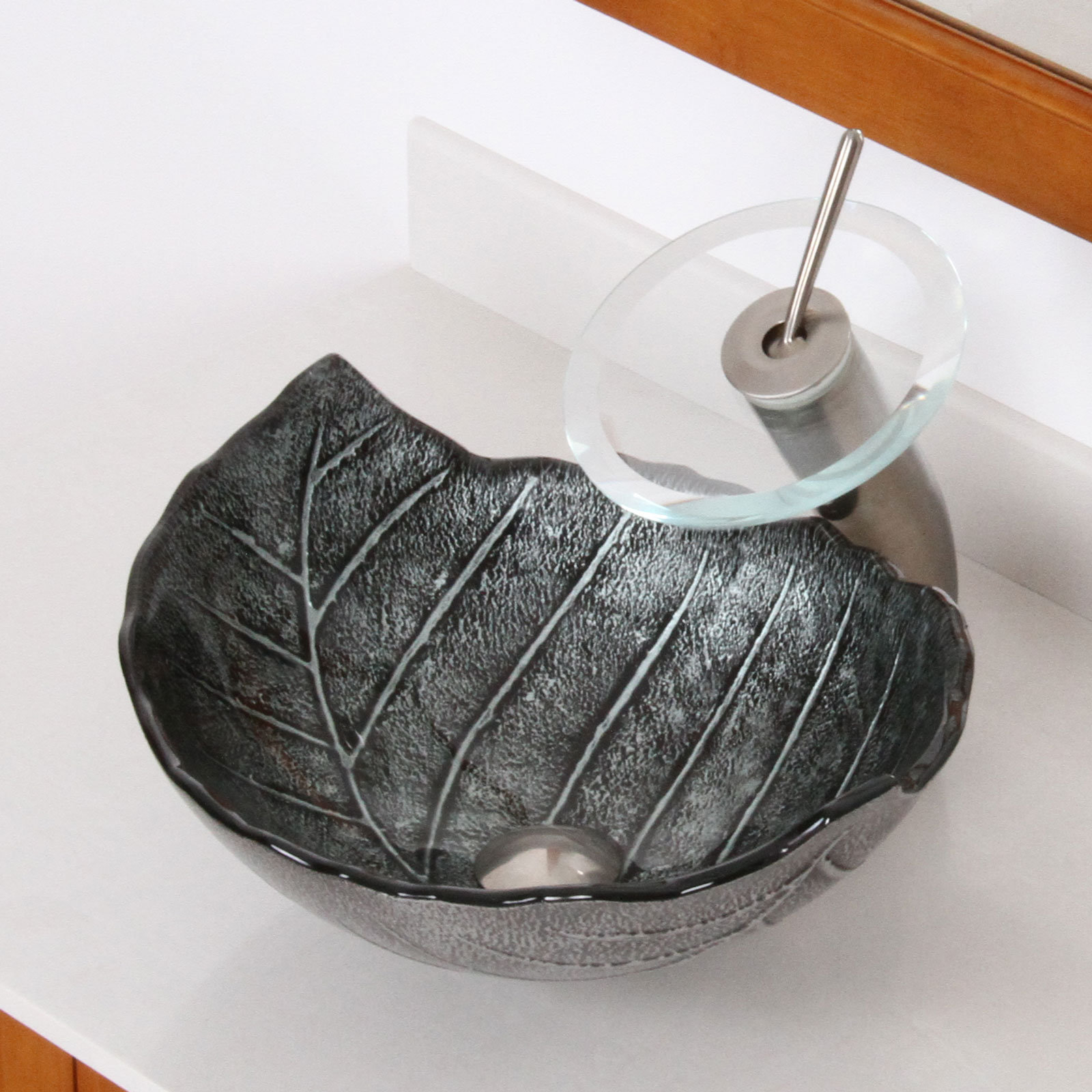 Elite Hot Melted and Hand Painted Winter Leaf Shaped Bowl Vessel