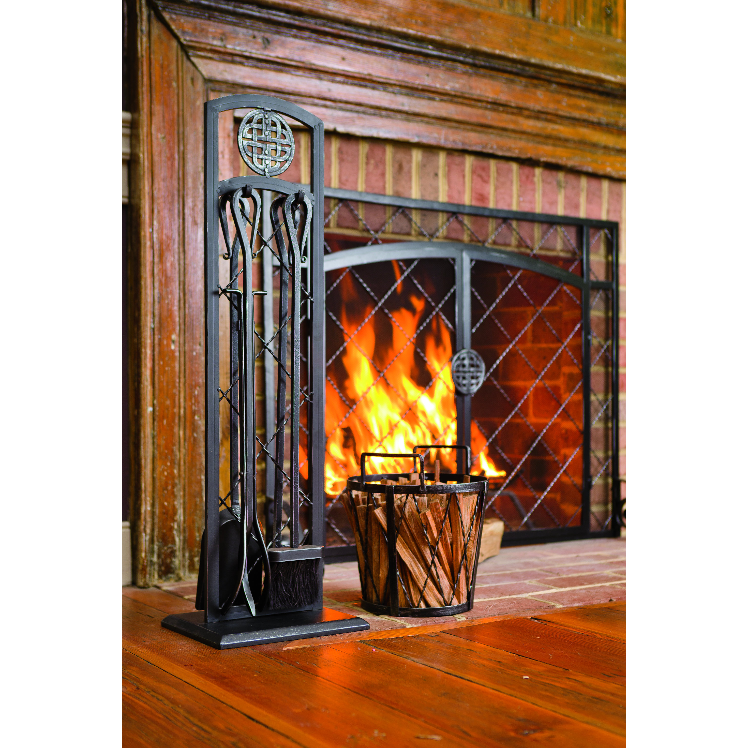 Plow & Hearth 4 Piece Steel Fireplace Tools Set & Reviews