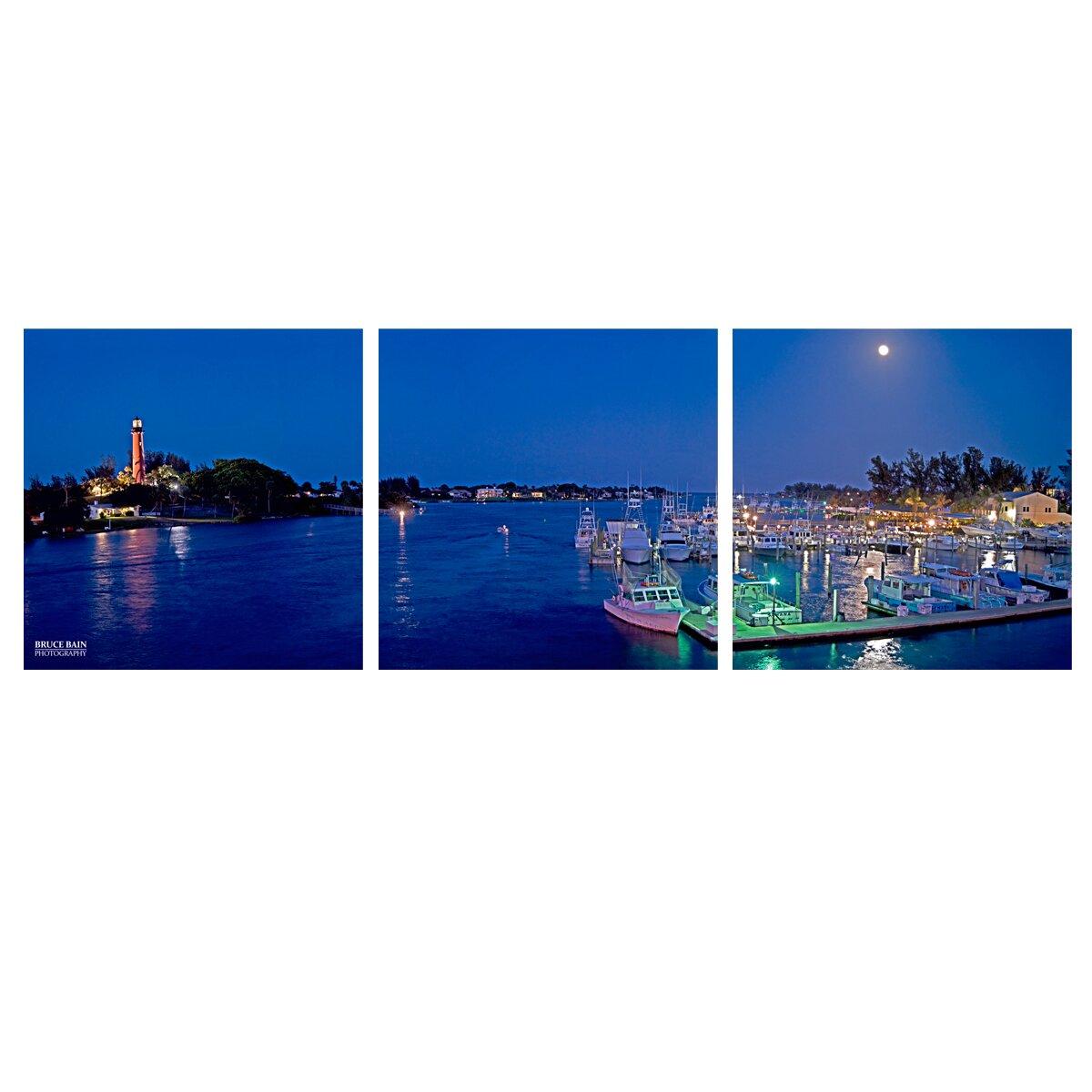 Boats at Night by Bruce Bain 3 Piece Photographic Print on Wrapped