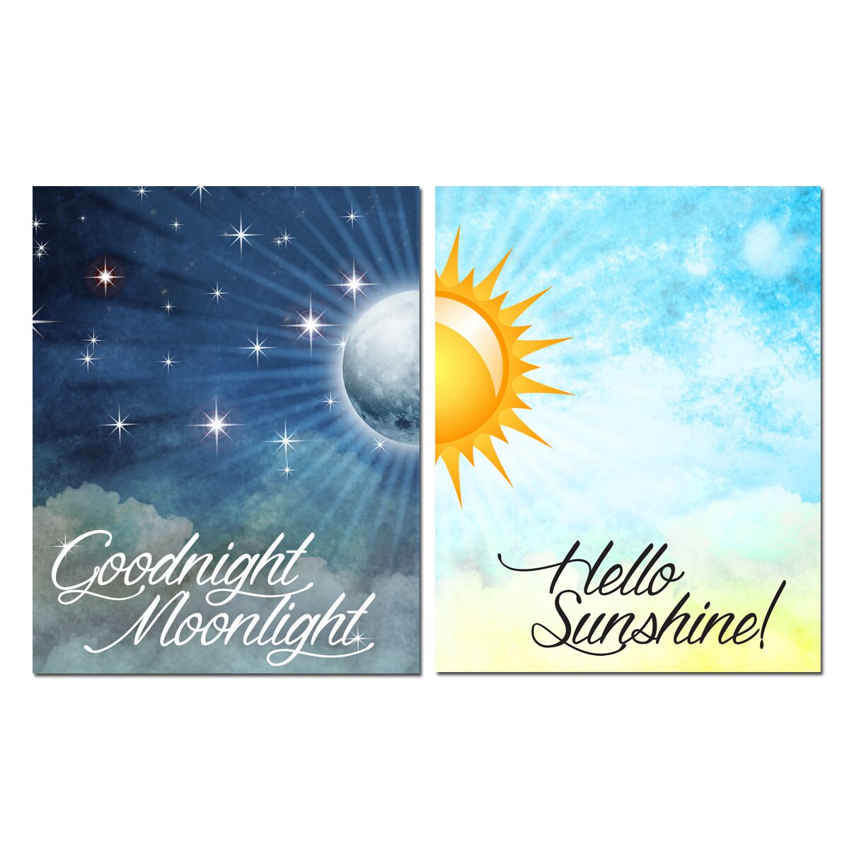 'Good Night Moonlight, Hello Sunshine' 2 Piece Graphic Art on Wrapped