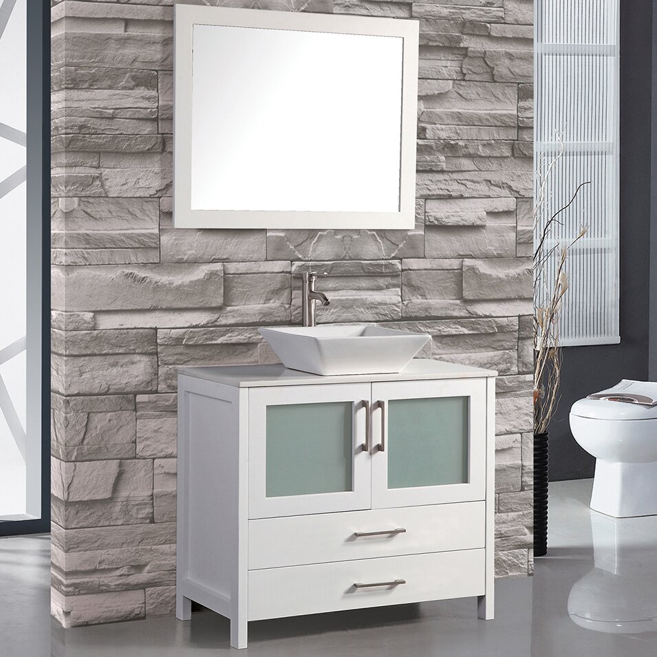 MTD Vanities Jordan 36quot; Bathroom Vanity Set with Mirror