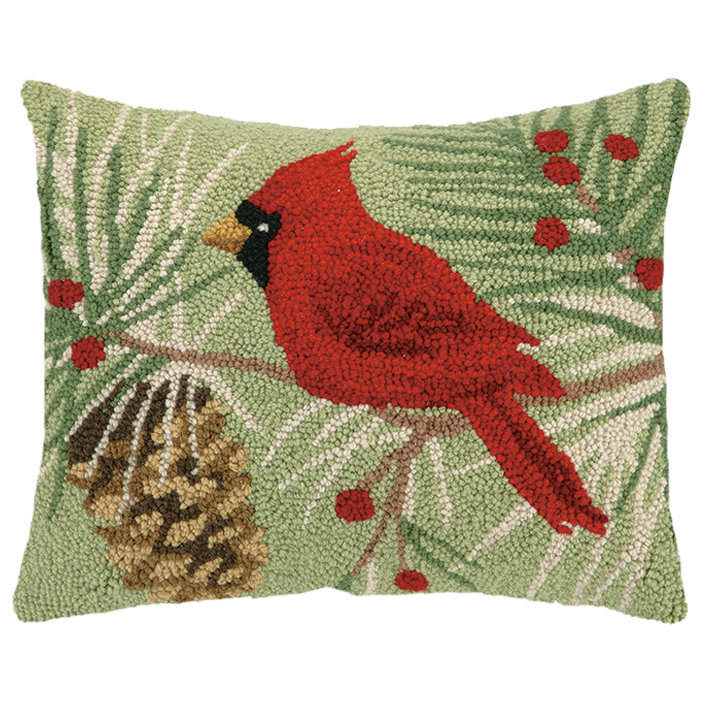 Winter Bird Hook Wool Throw Pillow Wayfair