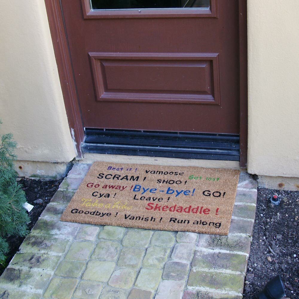 Go Away Scram Leave Humorous Doormat By Rubber Cal Inc On