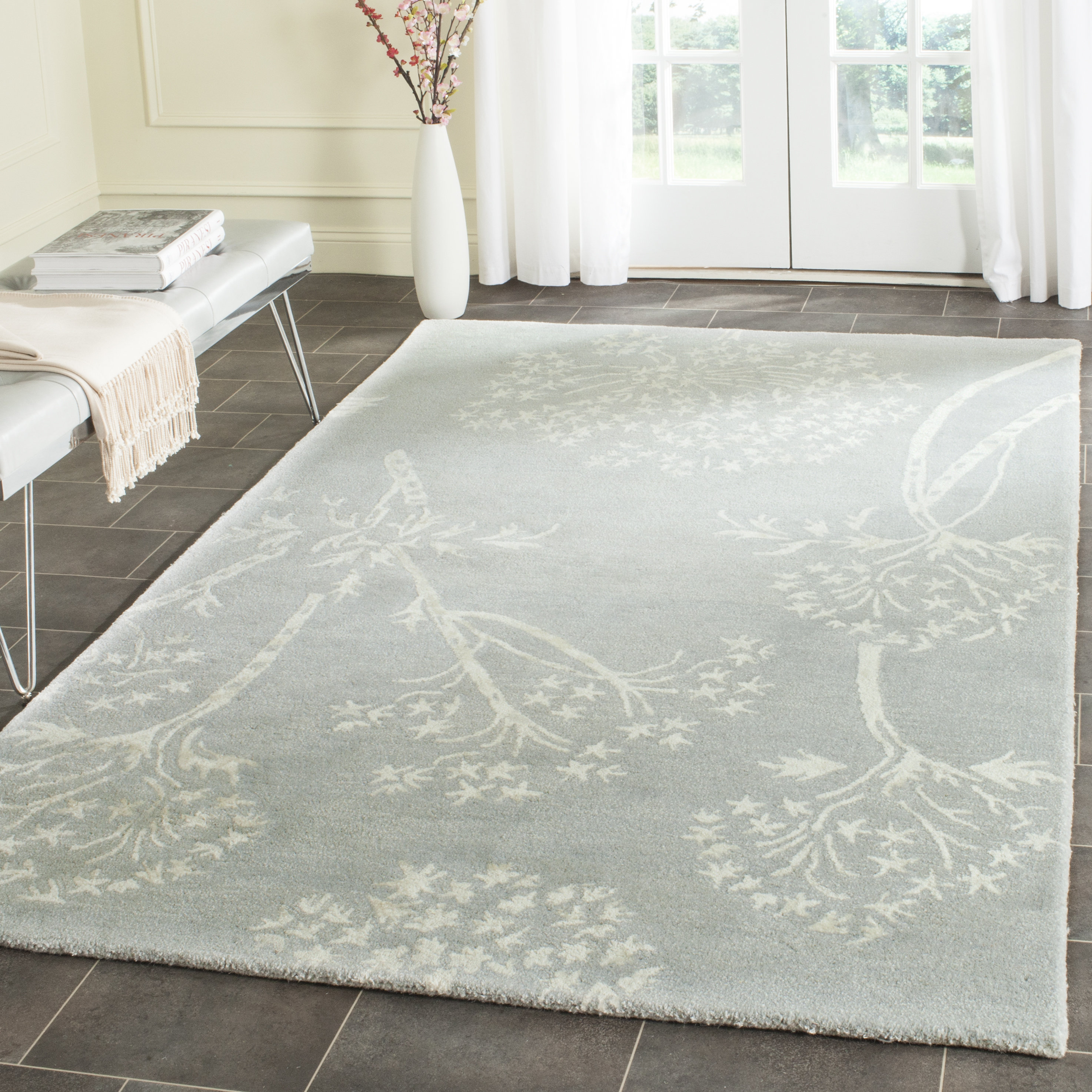 August Grove Smelterville HandTufted Light Blue/Ivory Area Rug & Reviews Wayfair