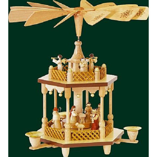PinnaclePeak 1 Tier Nativity Natural German Wood Christmas Pyramid