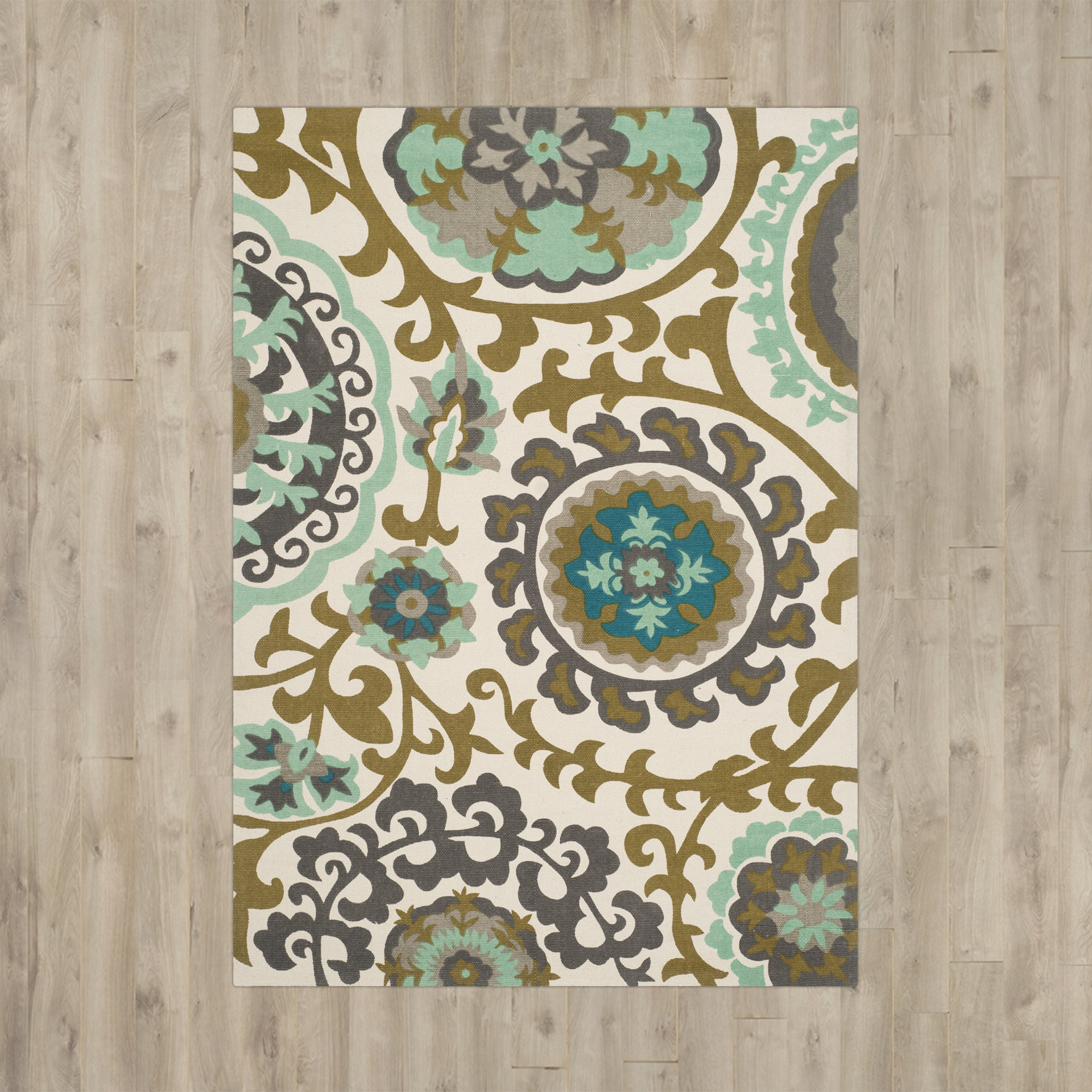 Bungalow Rose Veropeso HandLoomed Contemporary Turquoise Area Rug