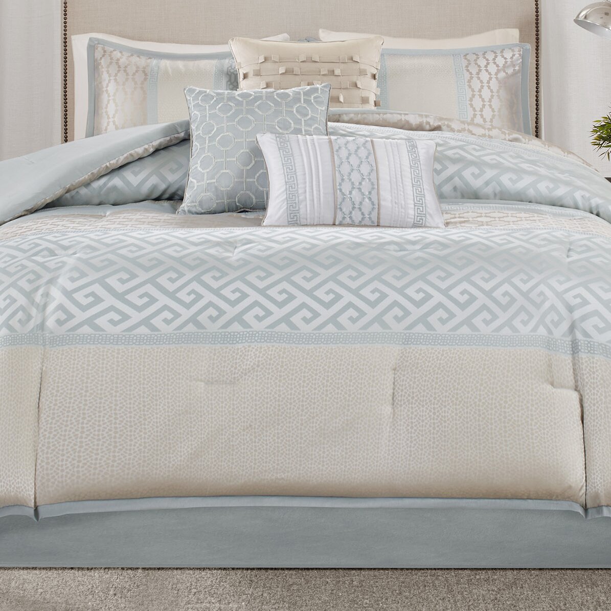 madison park bennett 7 piece comforter set aqu