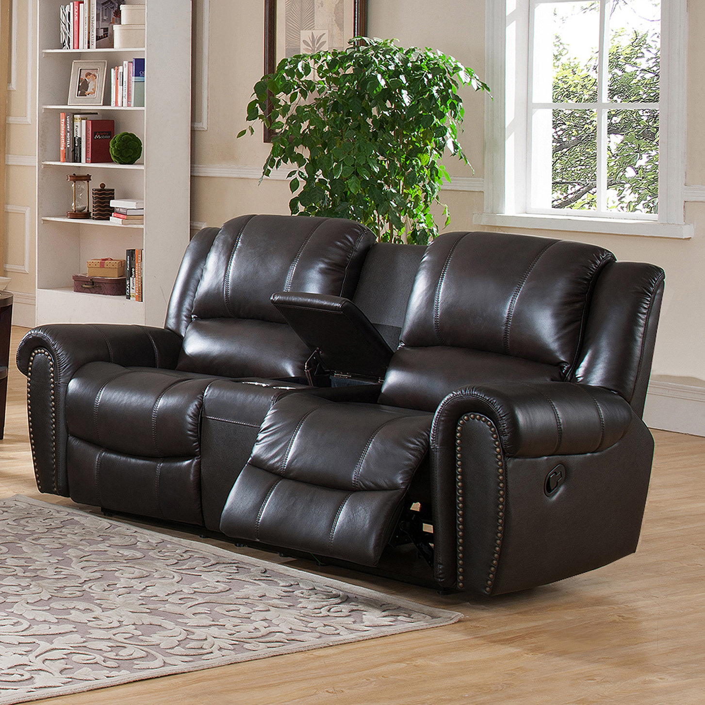 Leather Recliner Sofa Set Living Hawthorne Brown
