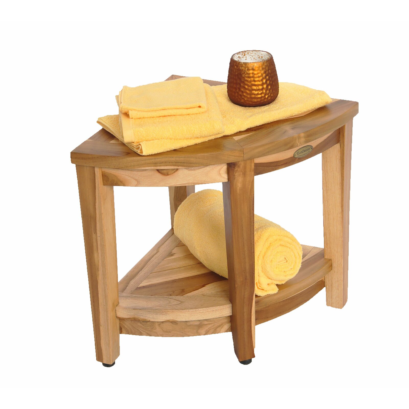 EcoDecors EarthyTeak™ Teak Corner Shower Bench & Reviews