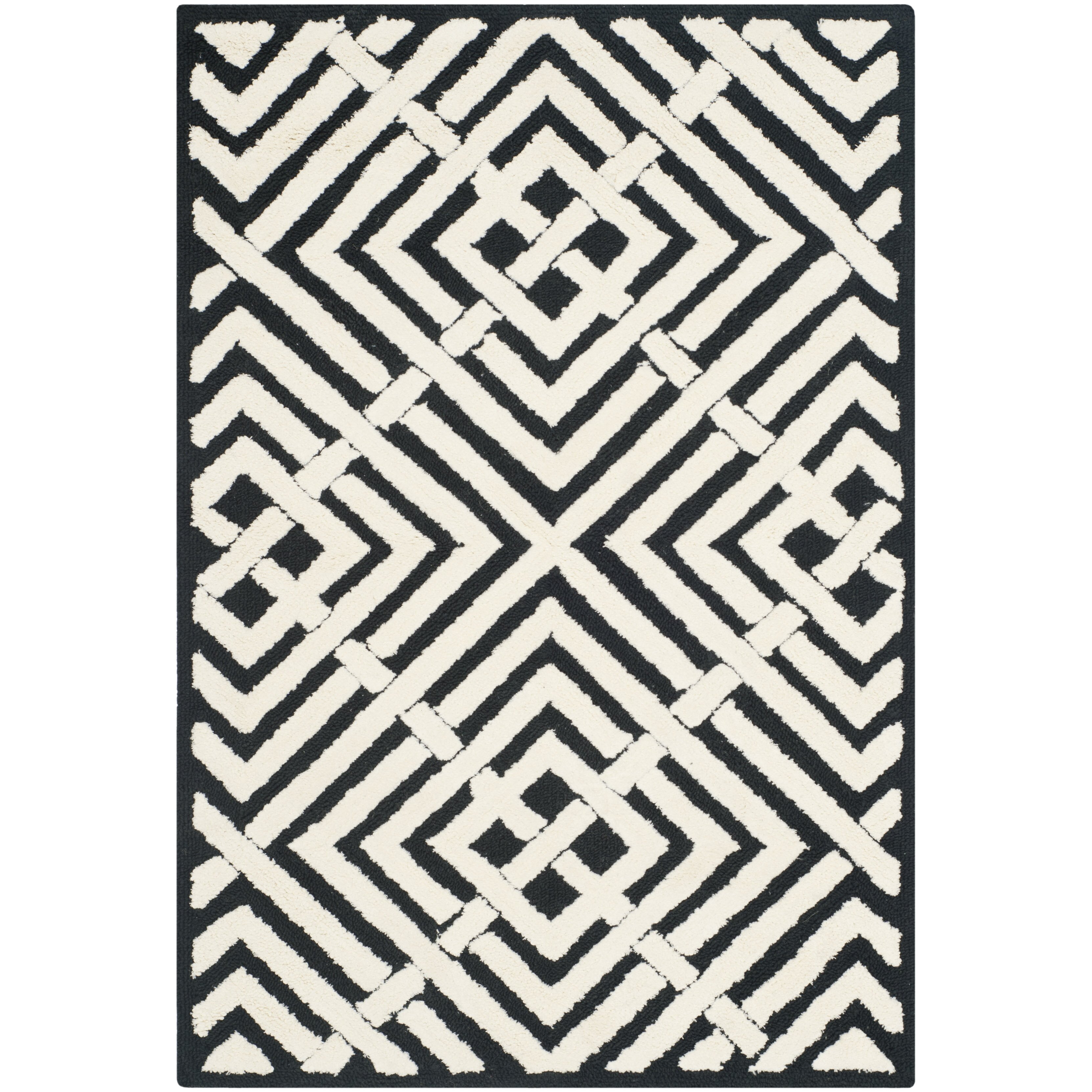 Newport Black/White Geometric Area Rug | Wayfair