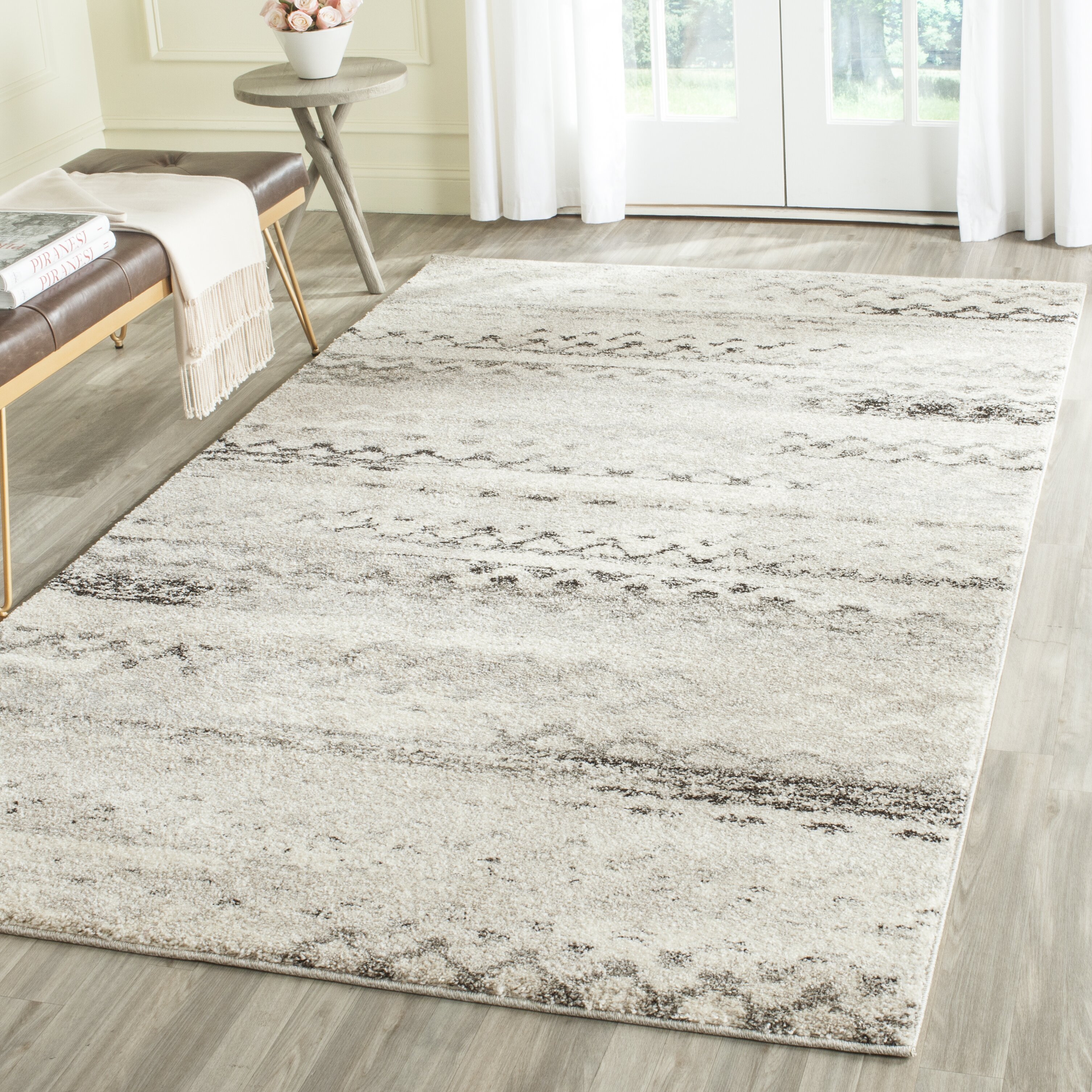 Cream / Gray Area Rug | Wayfair