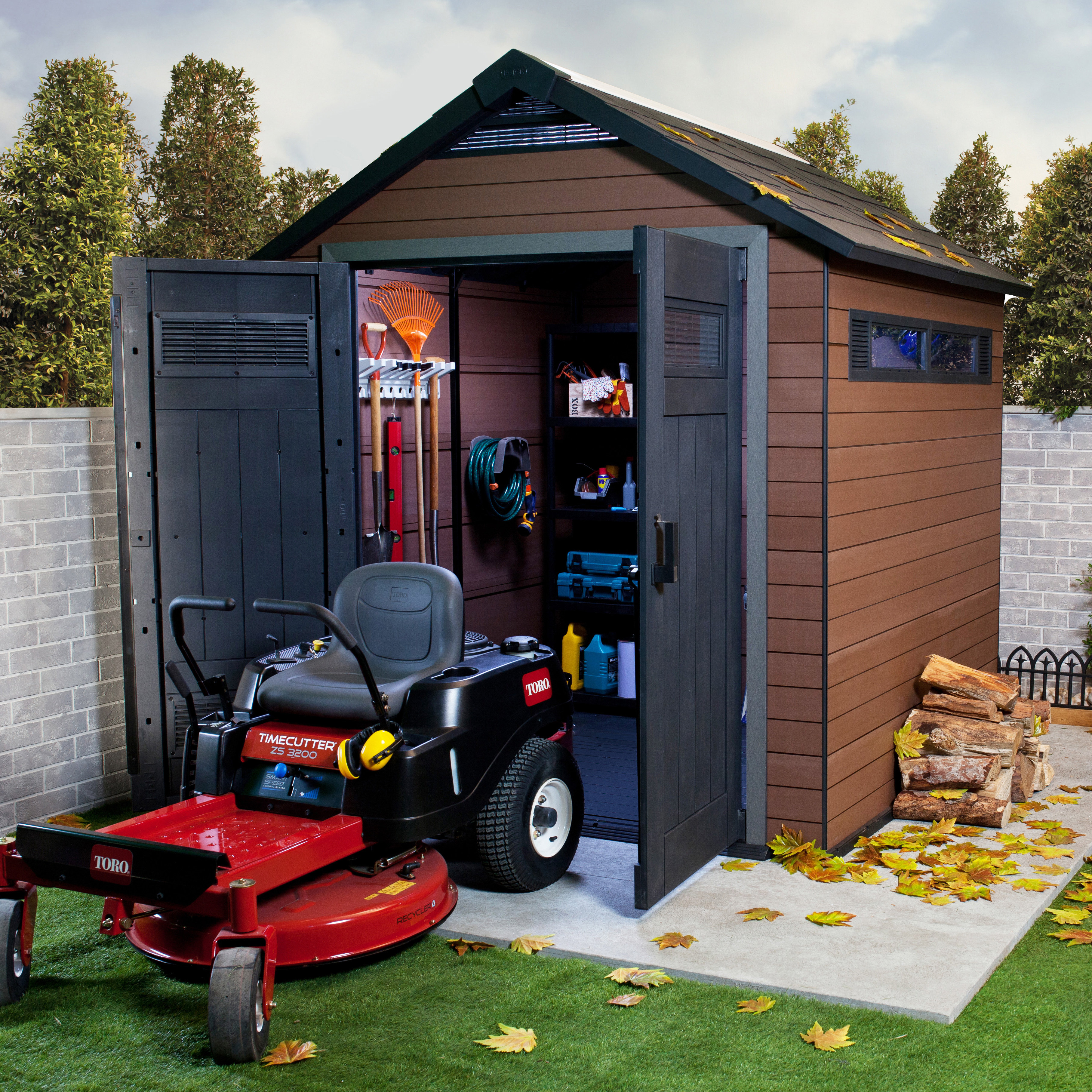 keter fusion 7.5 ft. w x 7 ft. d composite storage shed