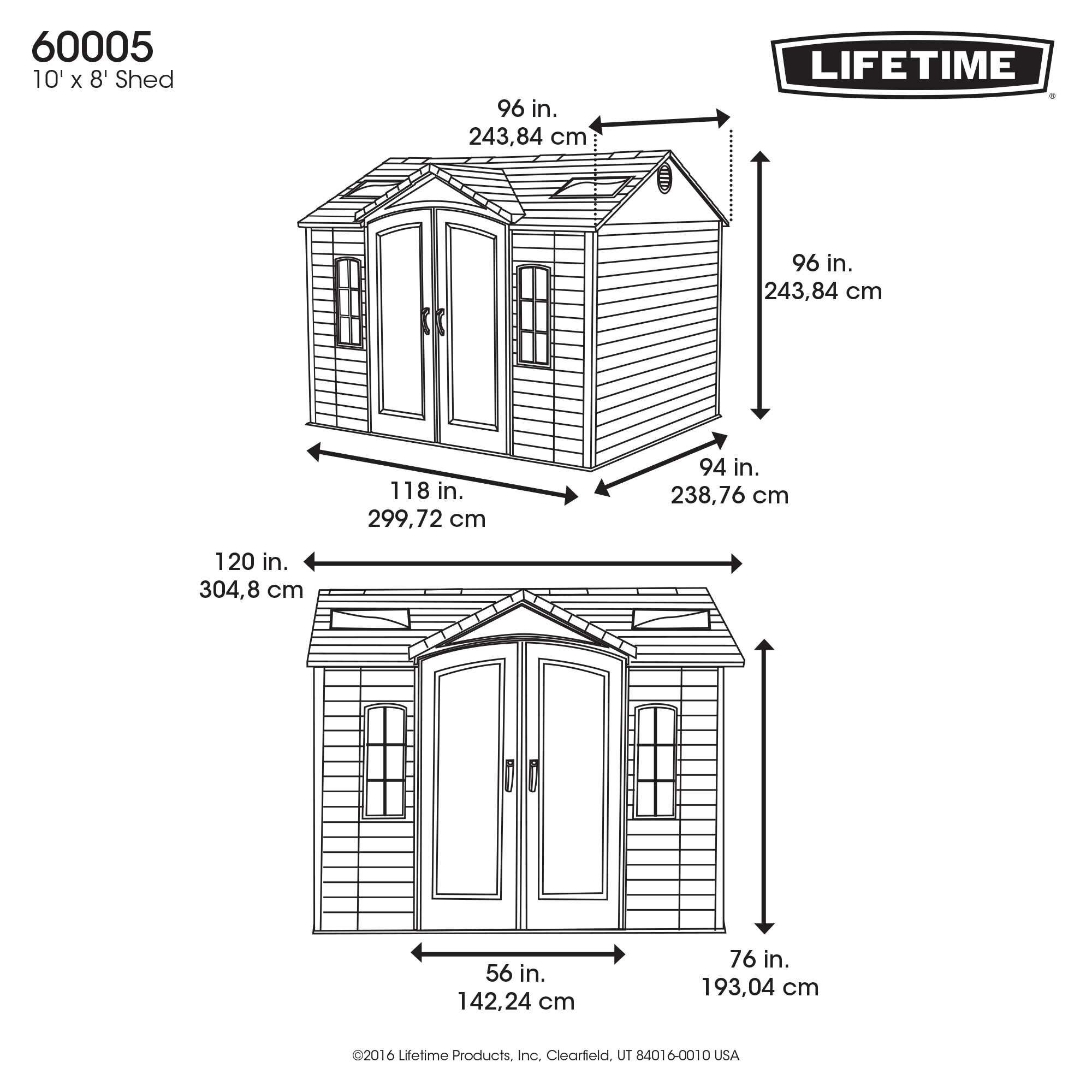 Lifetime Side Entry 10 Ft. W x 8 Ft. D Plastic Storage 