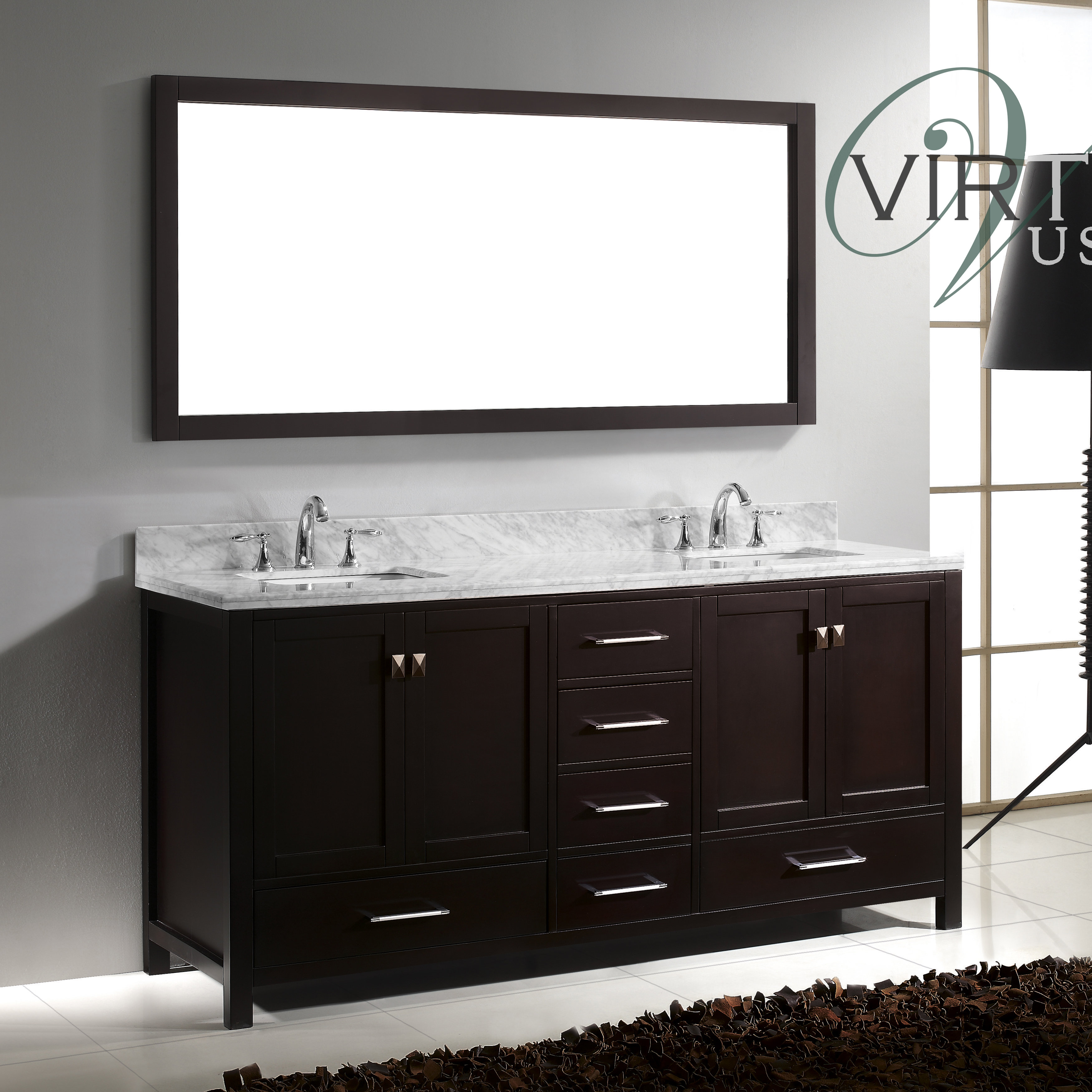 Caroline Avenue 73quot; Double Bathroom Vanity Set with Mirror  Wayfair
