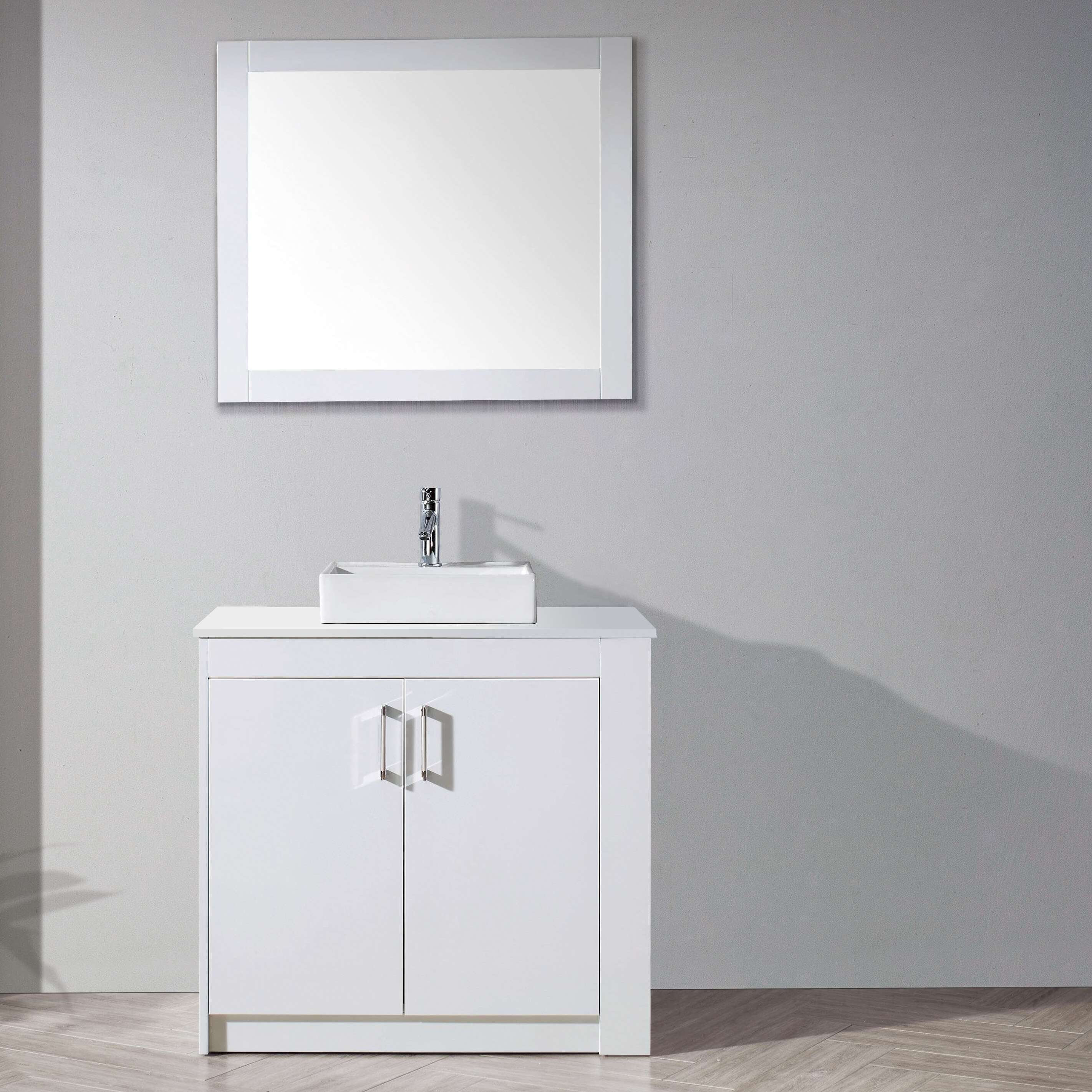 Tavian 36quot; Single Bathroom Vanity Set with Stone and Mirror  Wayfair