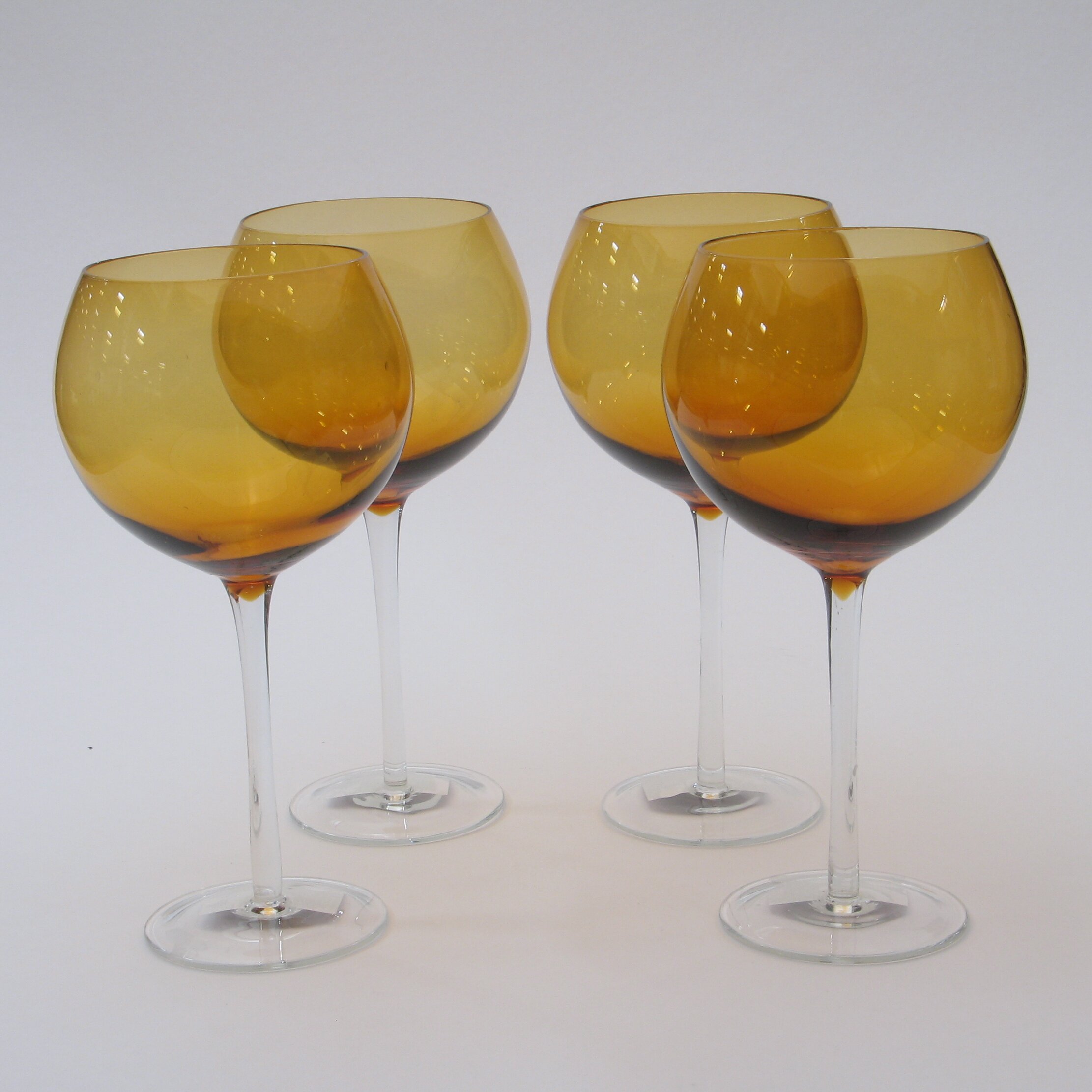 Certified International Glass Stemware Dark Amber Red Wine Glasses Set