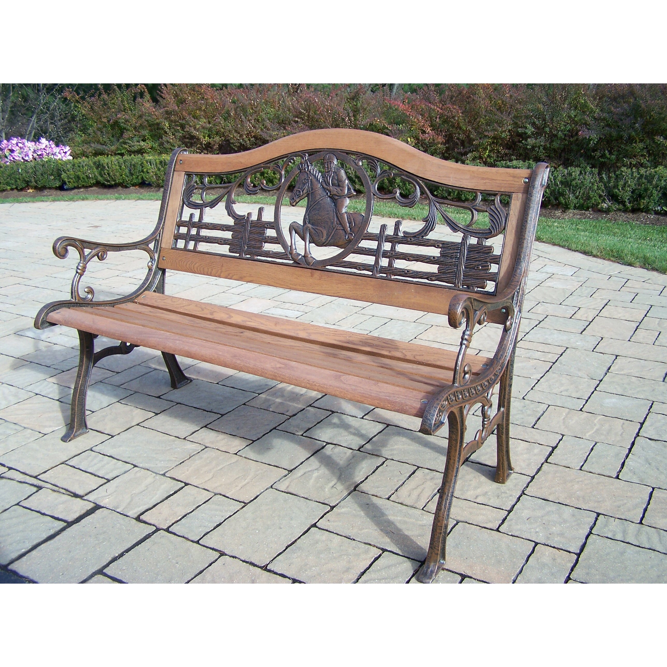 Oakland Living Horse Wood And Cast Iron Park Bench