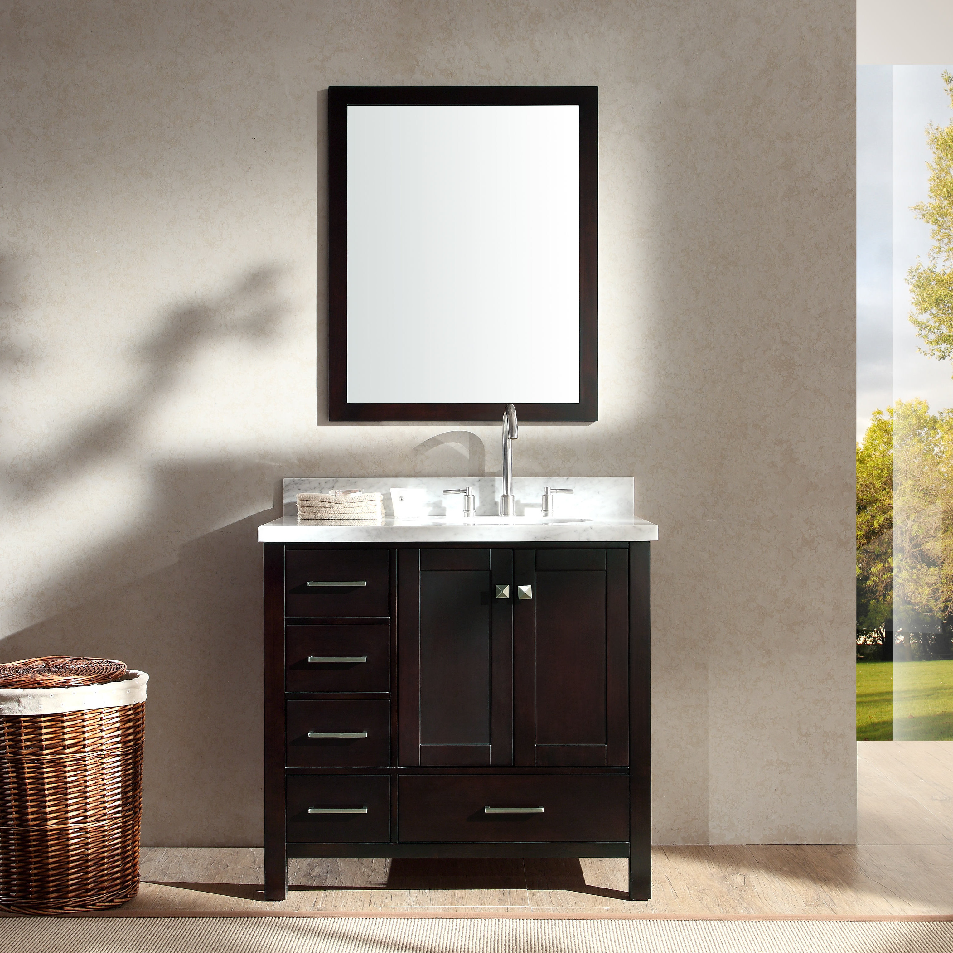 Ariel Bath Cambridge 37" Single Bathroom Vanity Set with Mirror