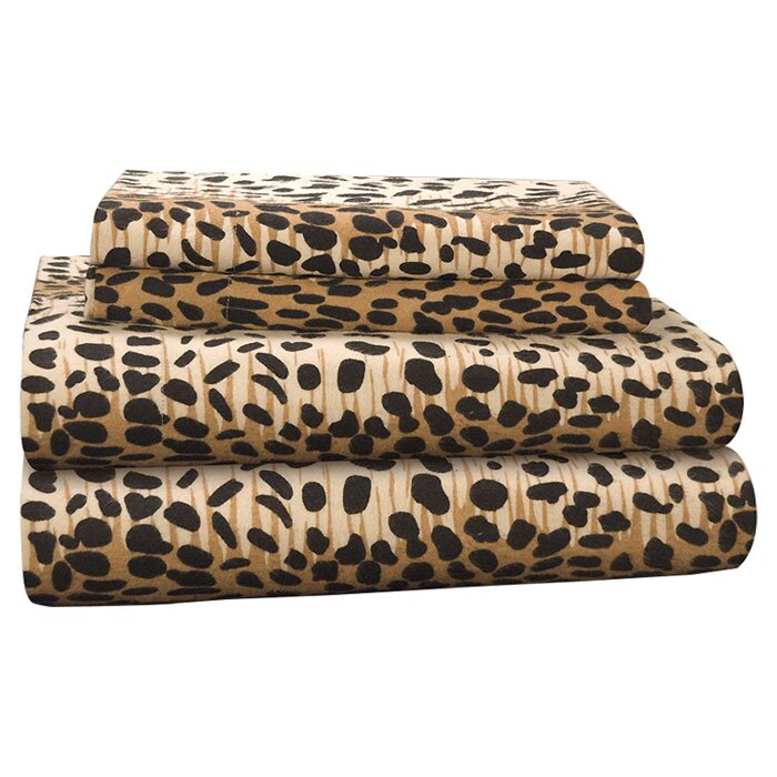 Pointehaven Heavy Weight Leopard Flannel Sheet Set ...