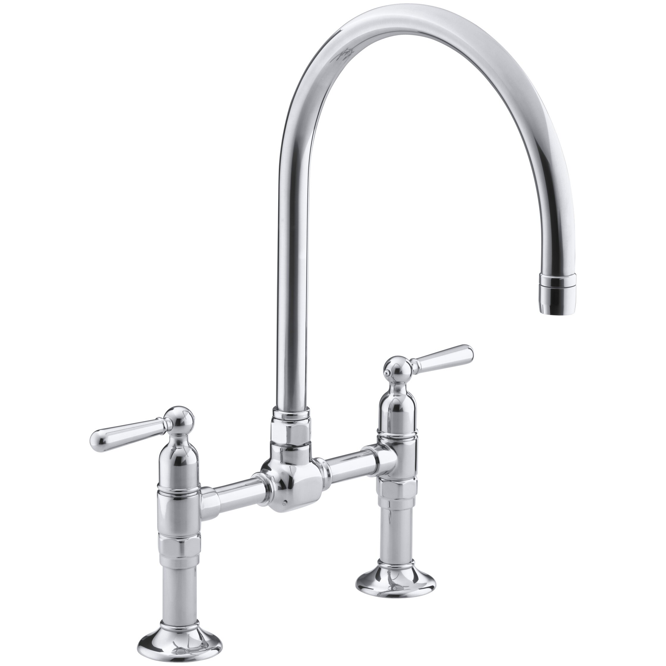 Kohler Hirisetwo-Hole Deck-Mount Bridge Kitchen Sink ...