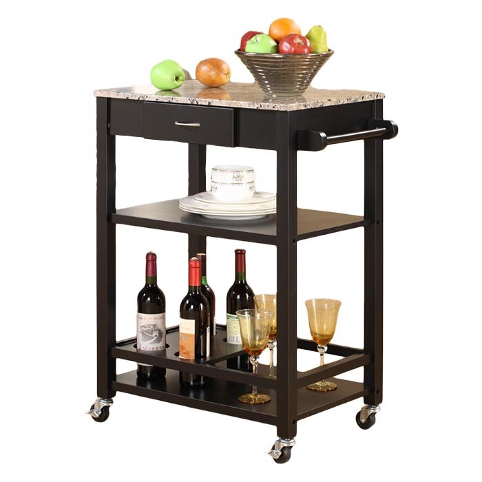 Andover Mills Jamestown Kitchen Cart with Faux Marble Top & Reviews Wayfair